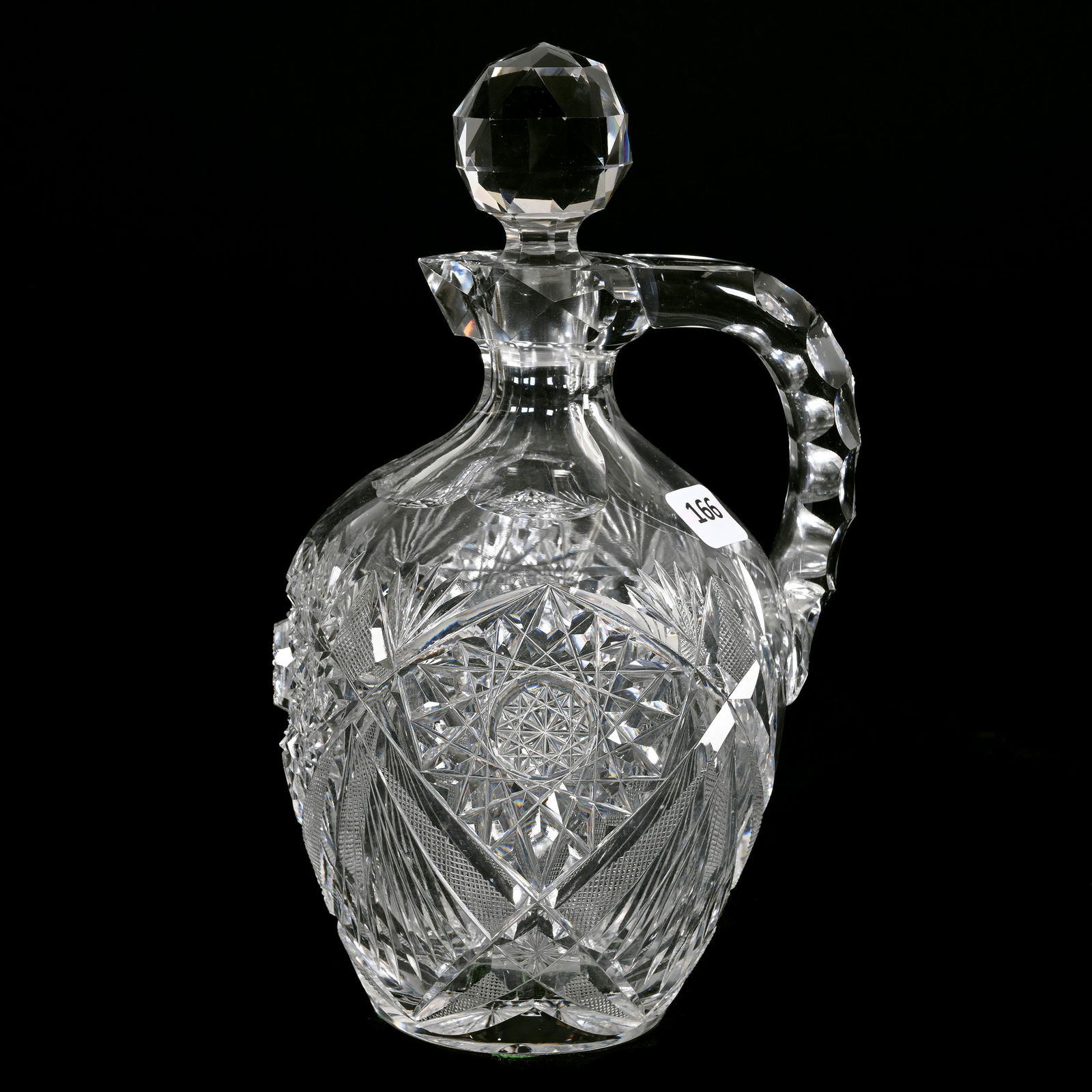 Whiskey Jug, American Brilliant Cut Glass, Strap Handle (1 of 3)