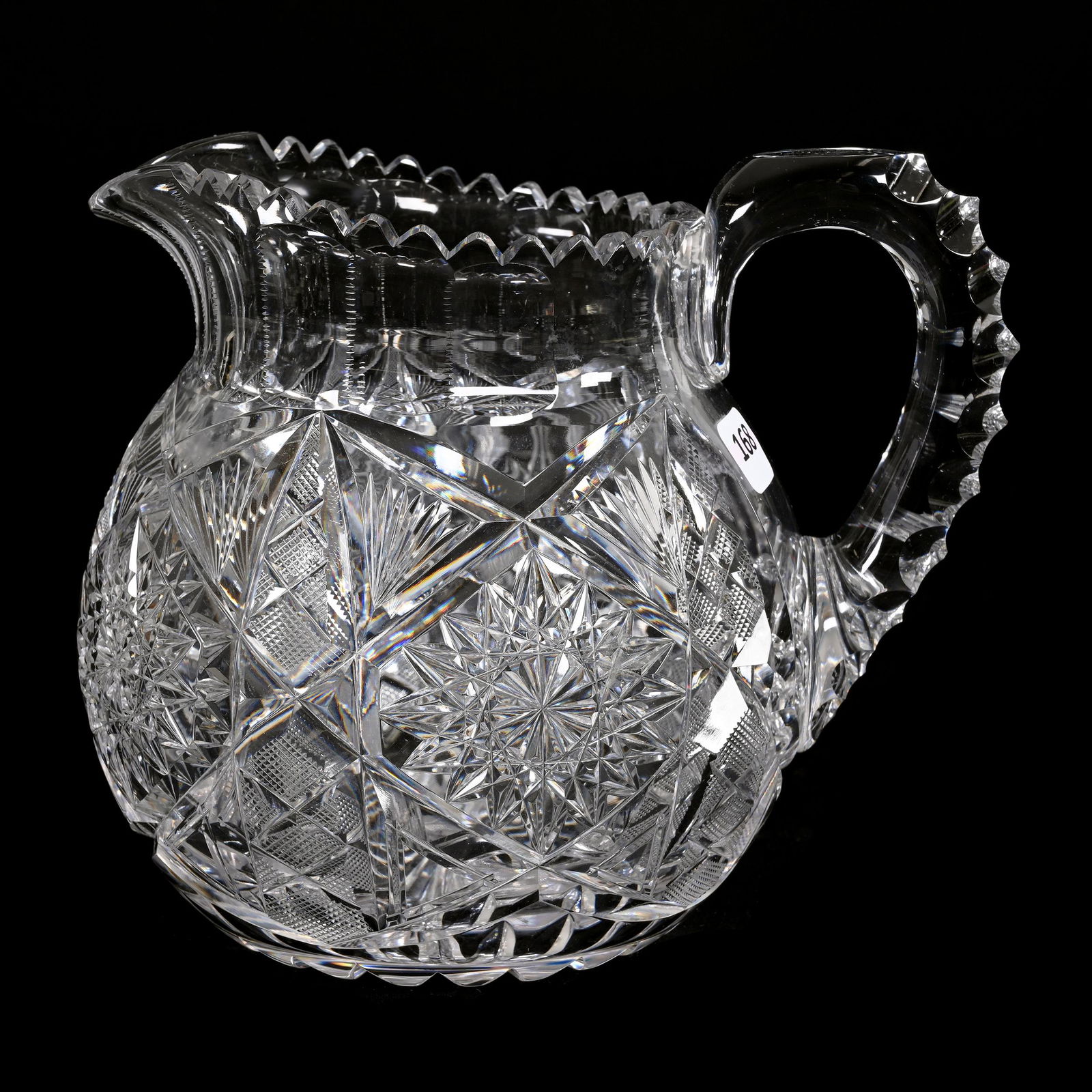 Water Pitcher, American Brilliant Cut Glass, Signed Libbey Jewel Pattern (1 of 3)