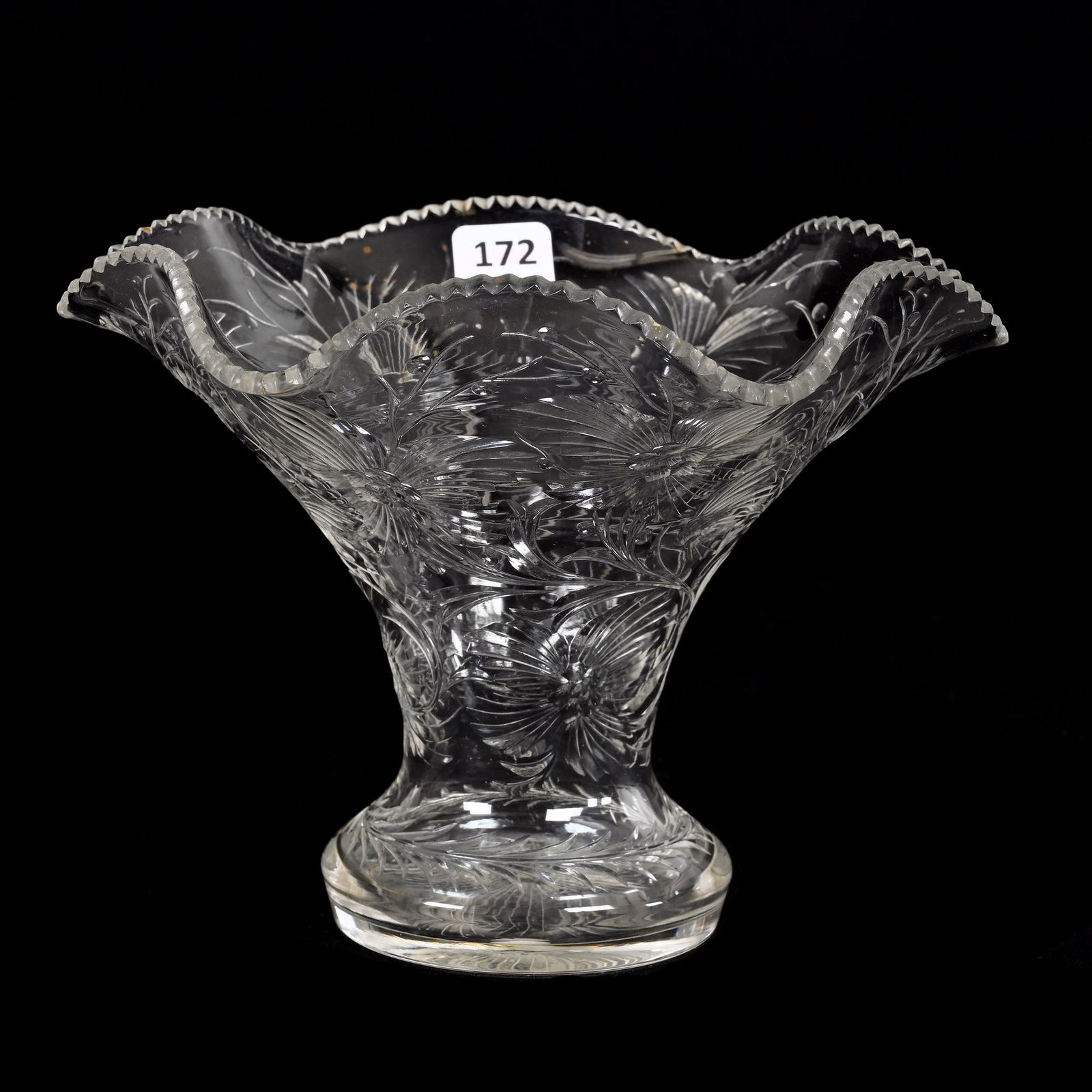 Sweet Pea Vase, American Brilliant Cut Glass, Signed Libbey (1 of 3)