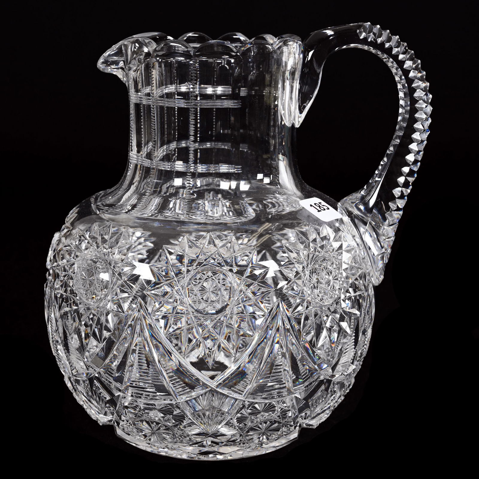 Water Pitcher, American Brilliant Cut Glass, University Pattern By Straus (1 of 3)