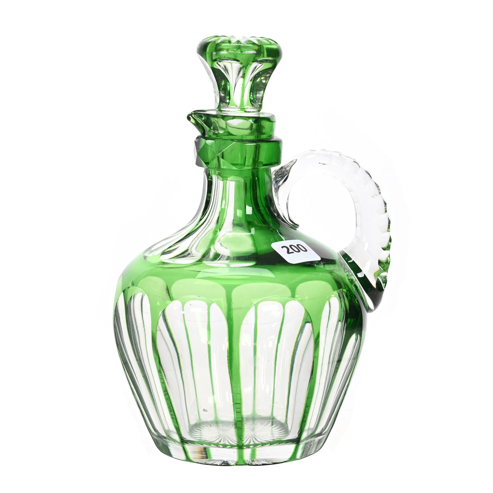 Whiskey Decanter, BPCG, Green Cut To Clear (1 of 3)