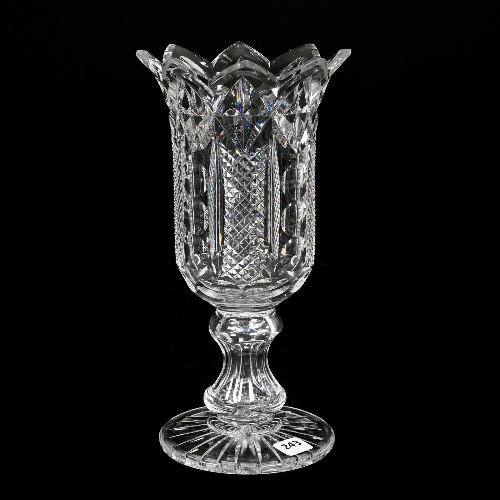 Pedestal Celery Vase, Early American Brilliant Cut Glass (1 of 3)