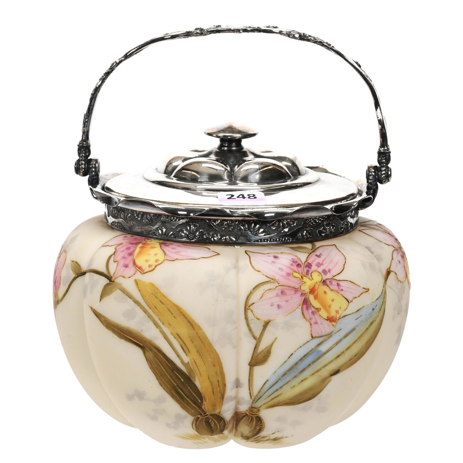 Biscuit Jar Marked Smith Brothers Art Glass (1 of 3)