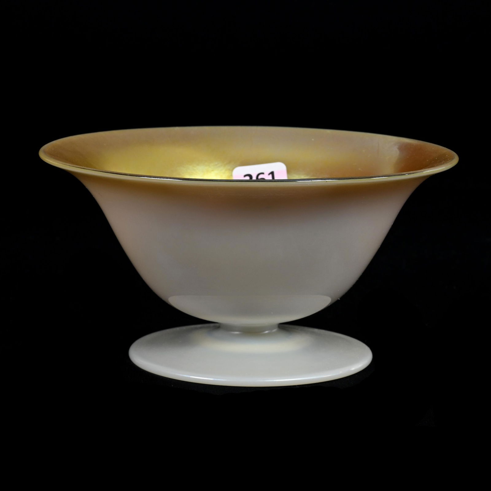 Pedestal Bowl, Unmarked Steuben Gold Calcite: Pedestal Bowl, Unmarked Steuben Gold Calcite, 3" x 6.25", Estate Of Dr. Barry and Dee Free.
