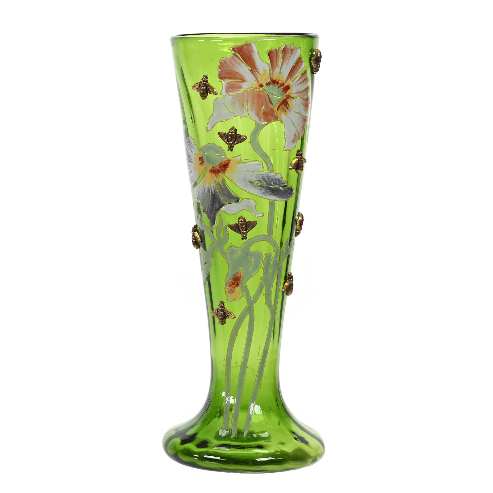 Vase, Green Moser Style Art Glass (1 of 3)