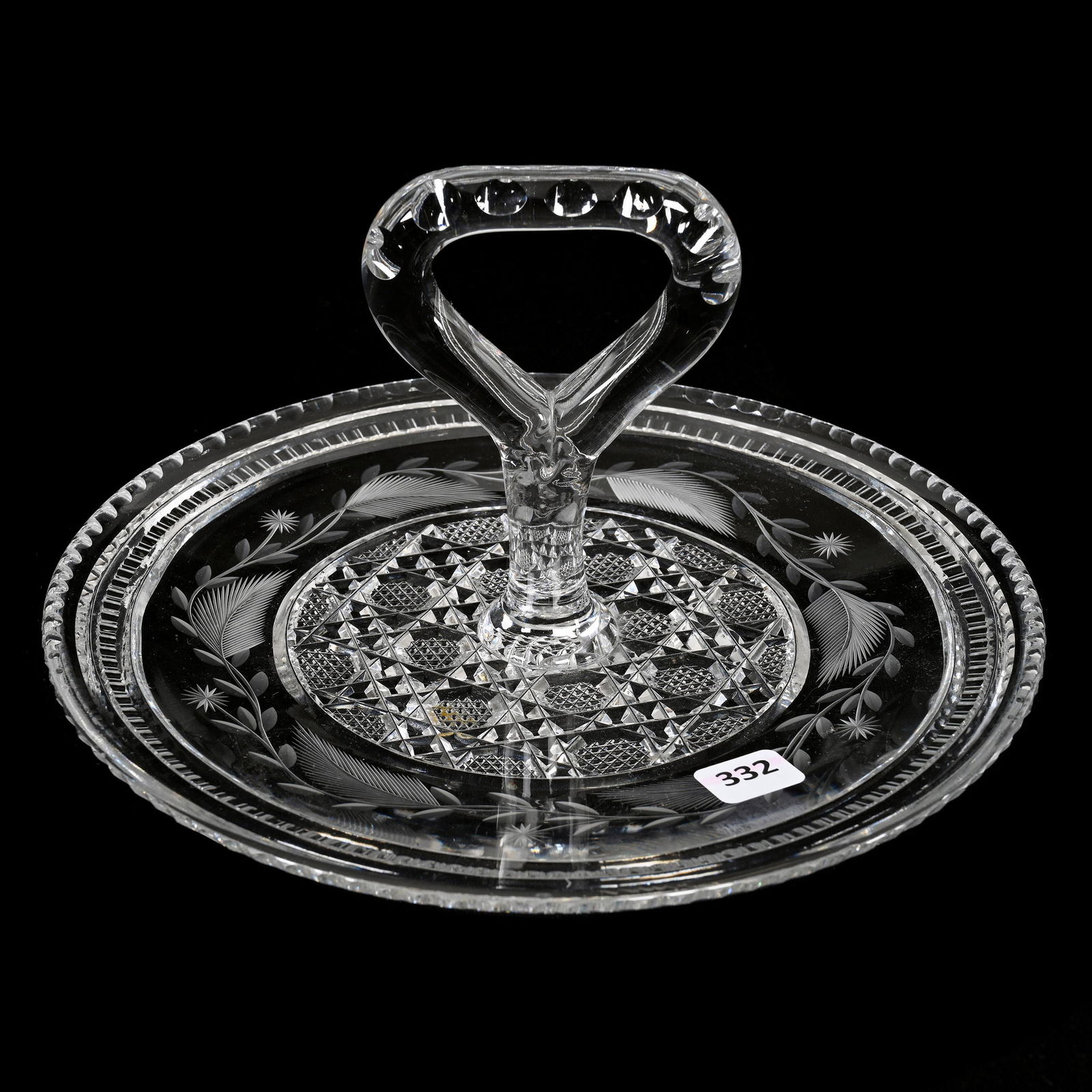 Serving Tray, Center Handle, American Brilliant Cut Glass (1 of 3)