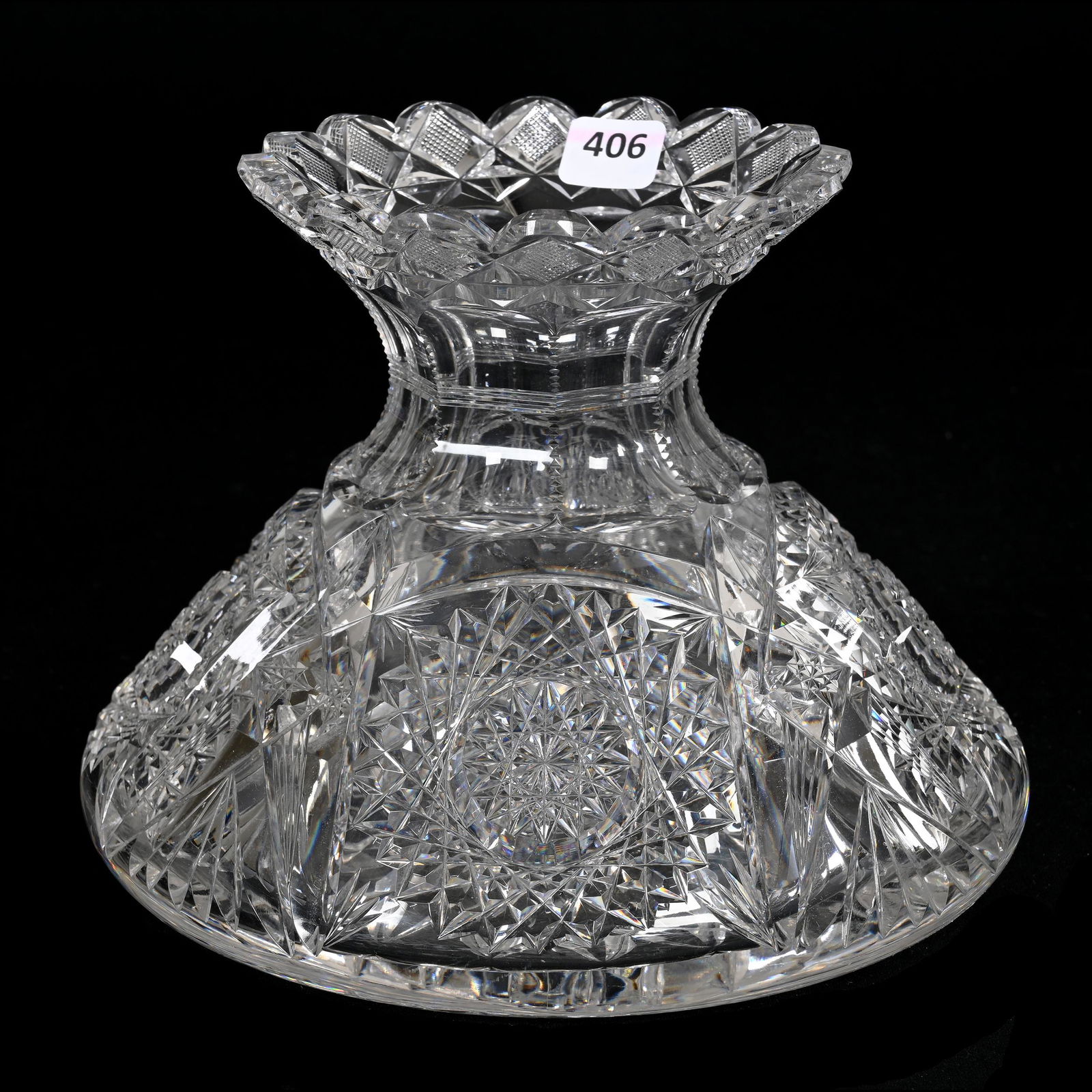 Flower Center, American Brilliant Cut Glass, Signed Libbey Kingston Pattern (1 of 3)