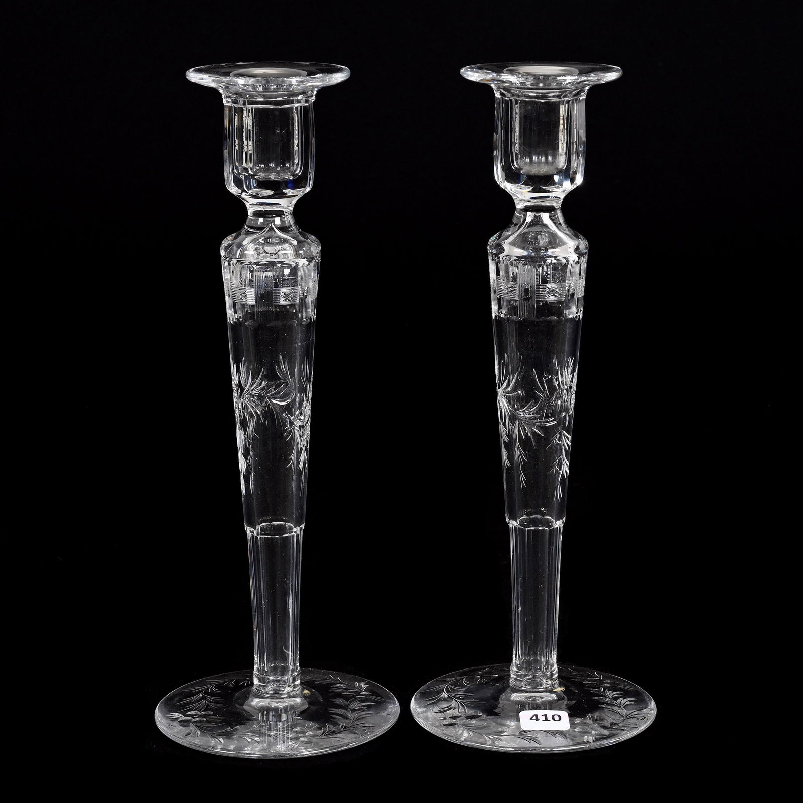 Pair Candlesticks, American Brilliant Cut Glass, Signed Hawkes (1 of 3)