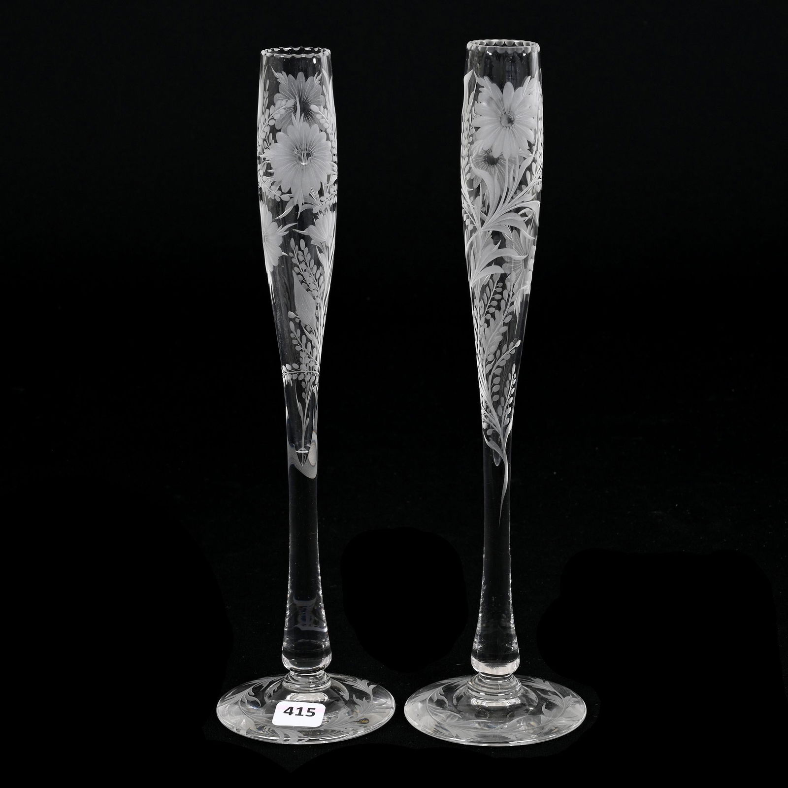 Pair Bud Vases, American Brilliant Cut Glass, Signed Tuthill (1 of 3)
