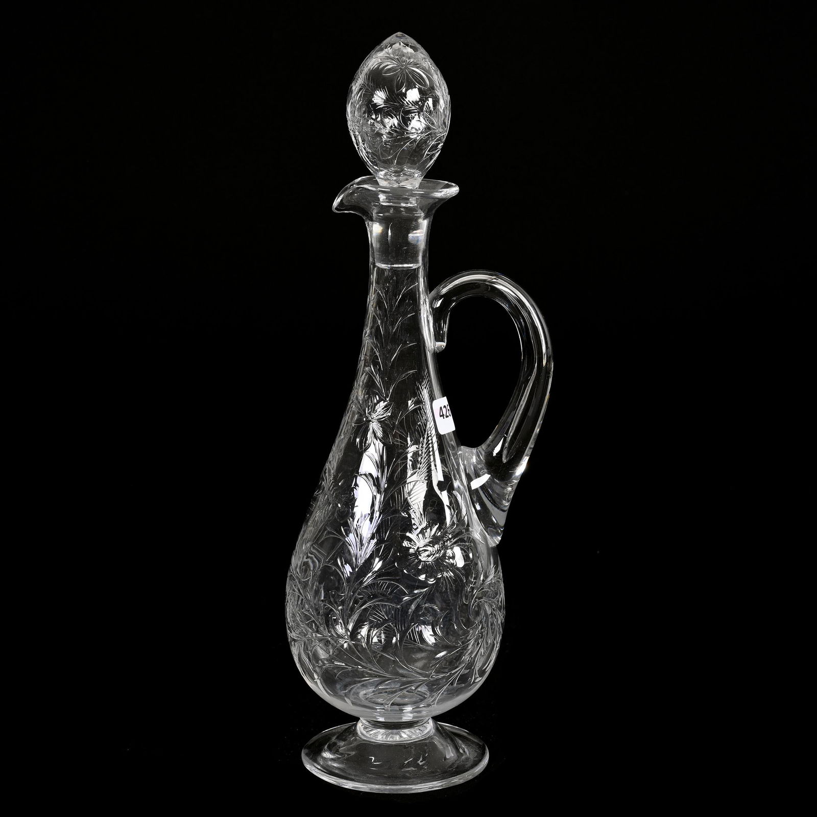 Pedestal Decanter, American Brilliant Cut Glass, Signed Sinclaire (1 of 3)