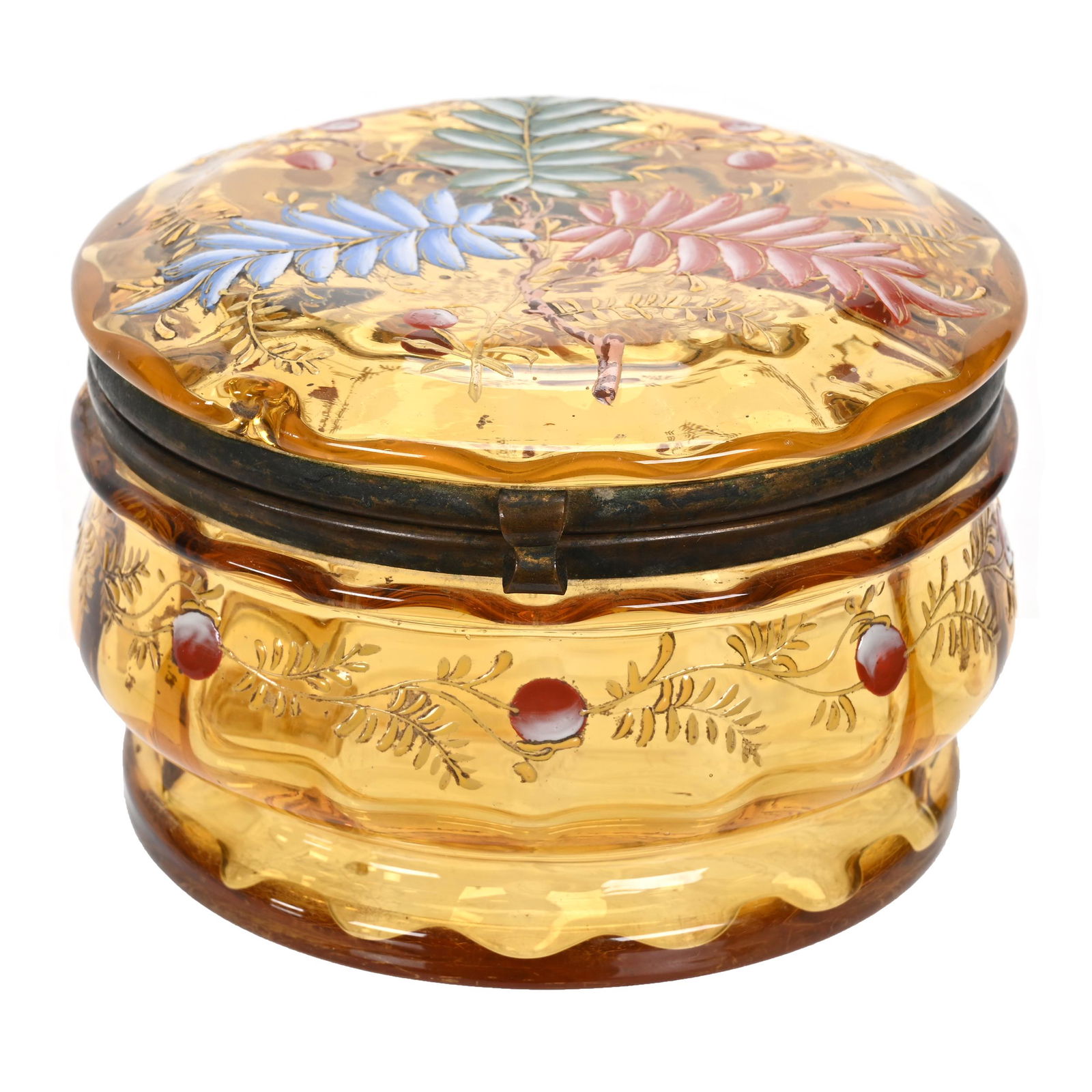 Jewel Box, Amber Bohemian Art Glass (1 of 3)