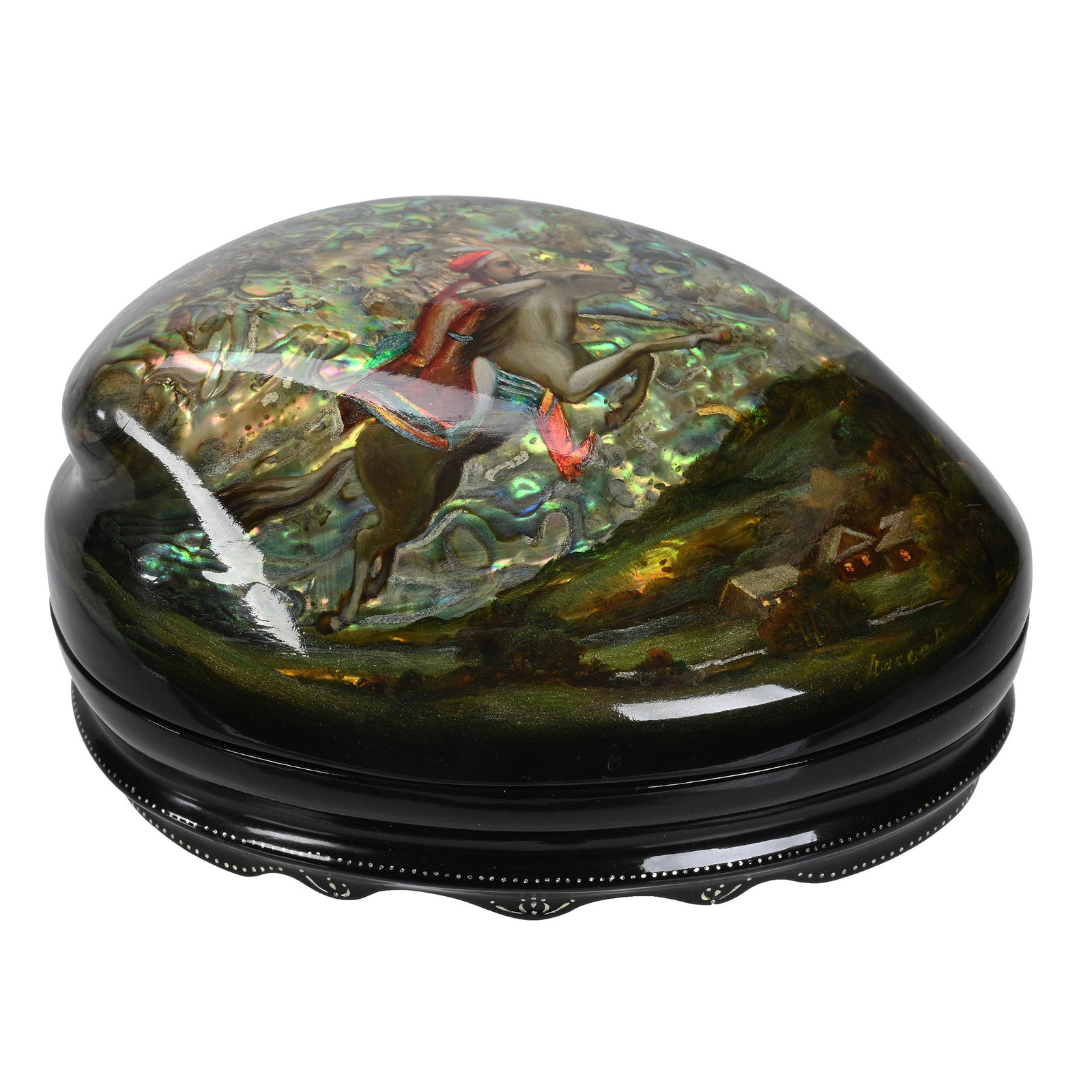 Russian Lacquer Box, Shell Lid (1 of 5)