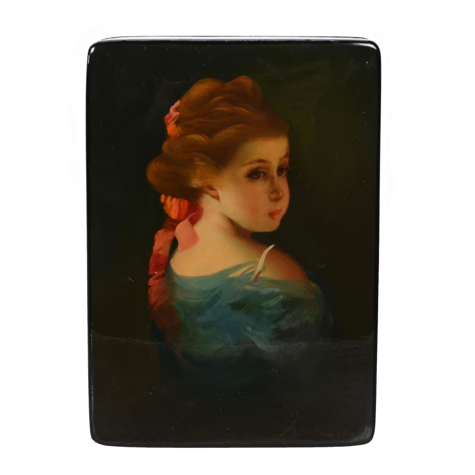 Russian Lacquer Box, Portrait Of Young Girl (1 of 3)