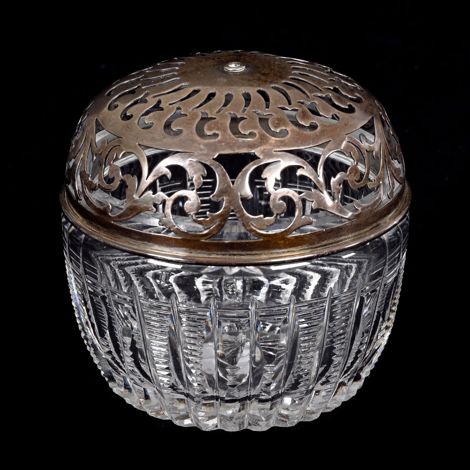 String Holder, American Brilliant Cut Glass, Prism Cut Pattern (1 of 4)