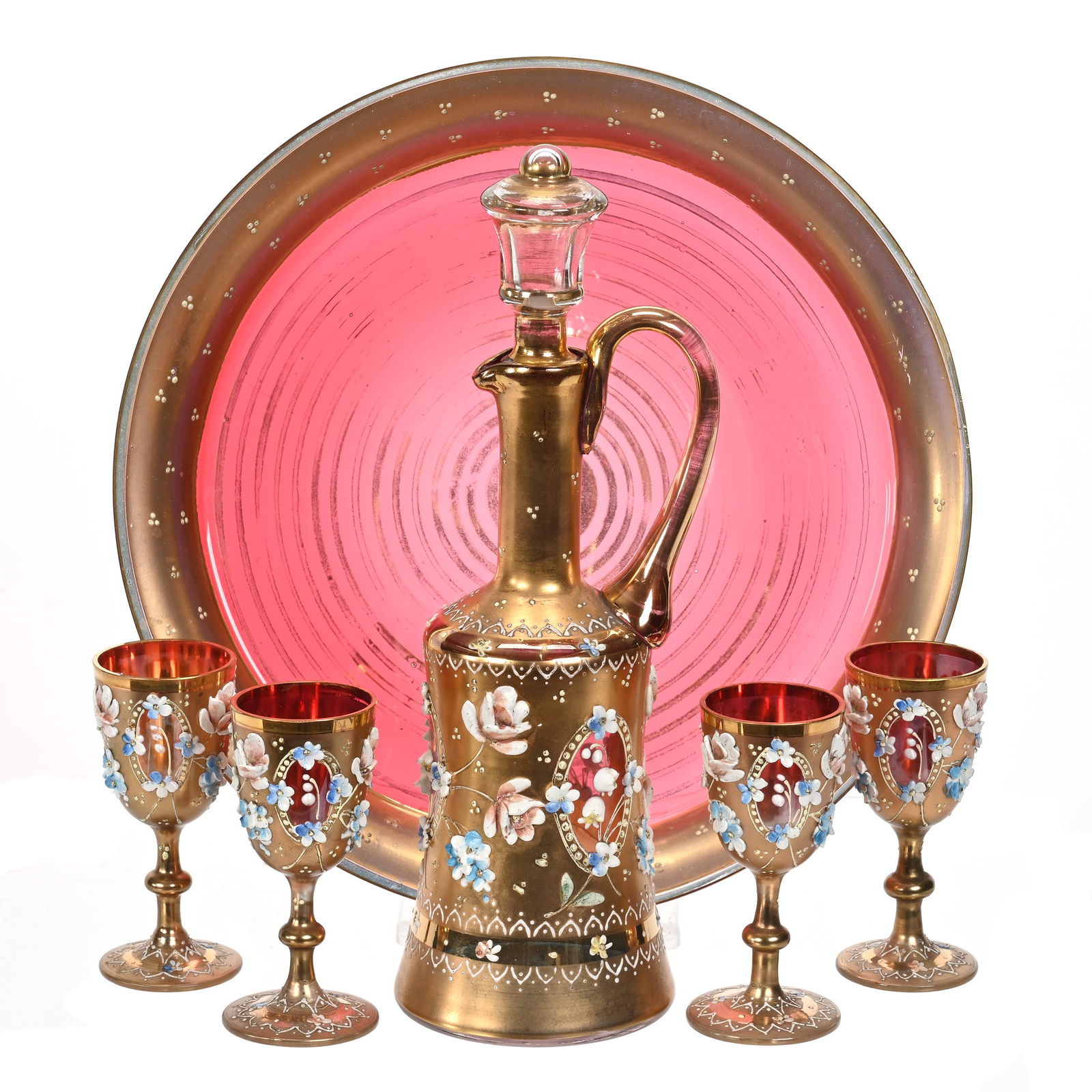 Liqueur Set, Early Bohemian Style Art Glass (1 of 3)