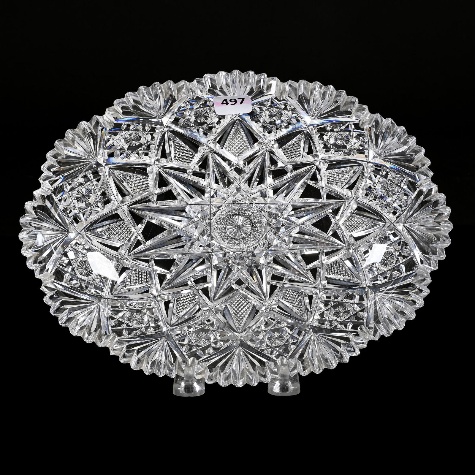 Oval Dish, American Brilliant Cut Glass, Signed Hawkes Gladys Pattern (1 of 2)