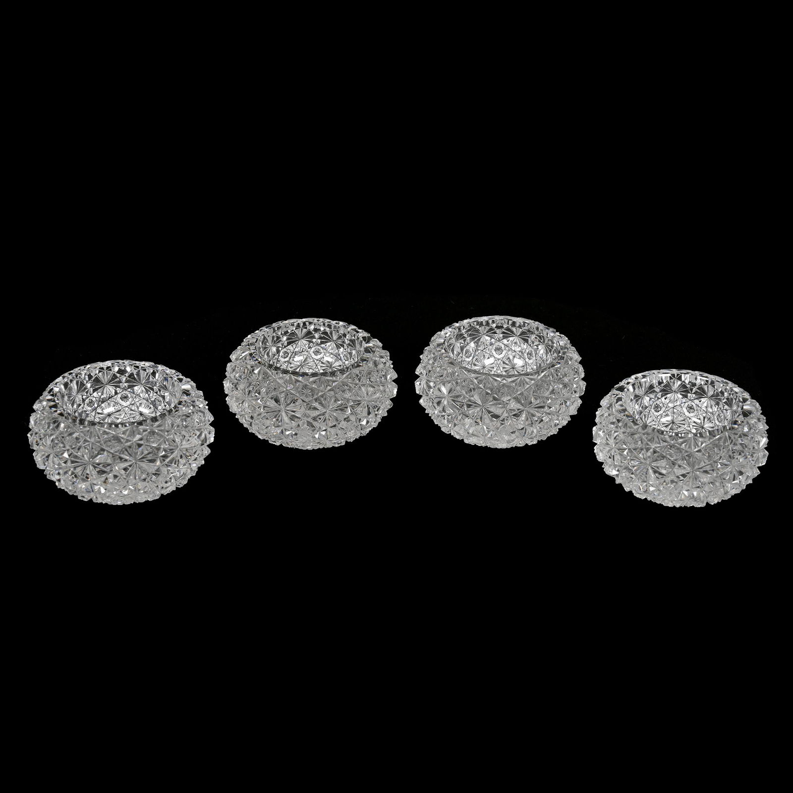 (4) Master Salt Dips, American Brilliant Cut Glass, Russian Pattern (1 of 3)