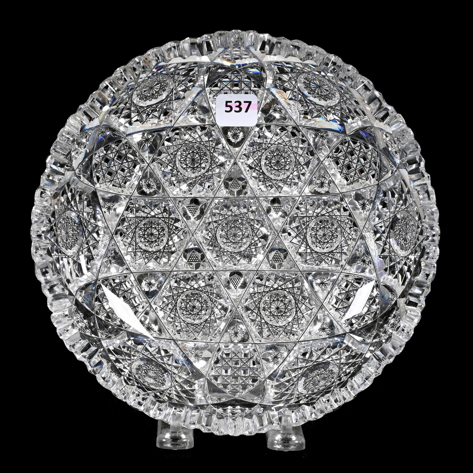 Low Bowl, American Brilliant Cut Glass, Signed Egginton Cluster Pattern (1 of 2)