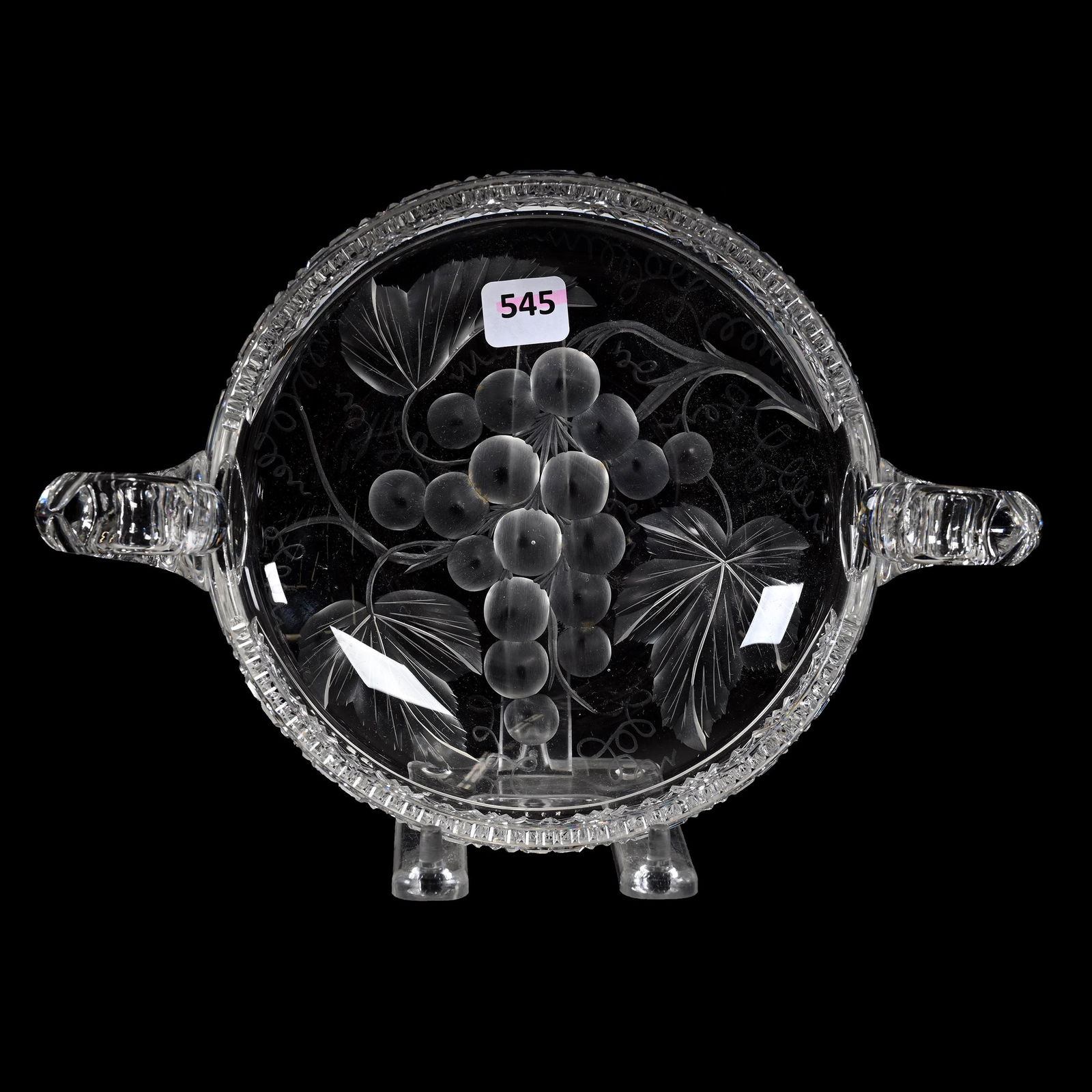 Bowl, Two Handles, American Brilliant Cut Glass, Signed Tuthill (1 of 2)