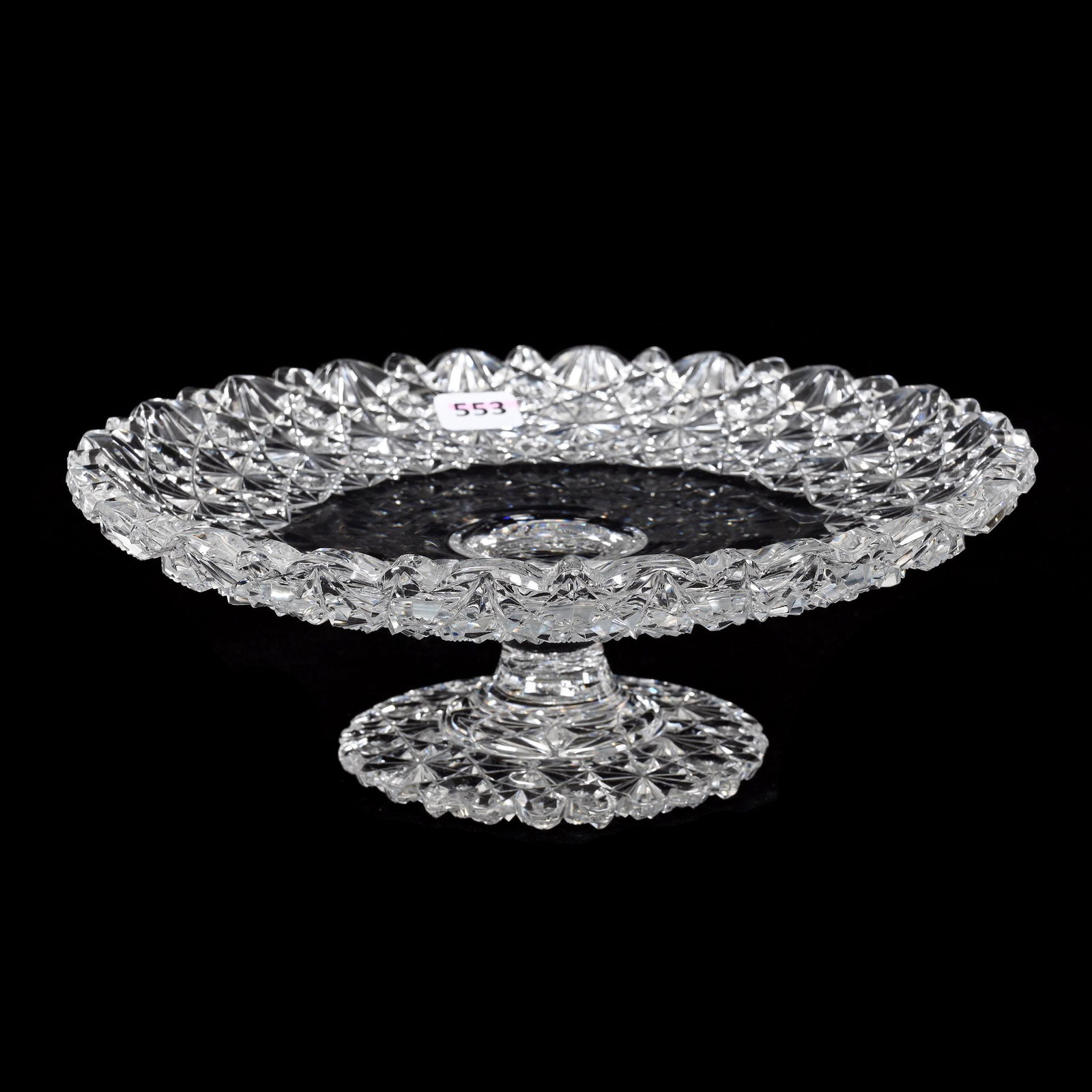Pedestal Pastry Tray, American Brilliant Cut Glass (1 of 3)