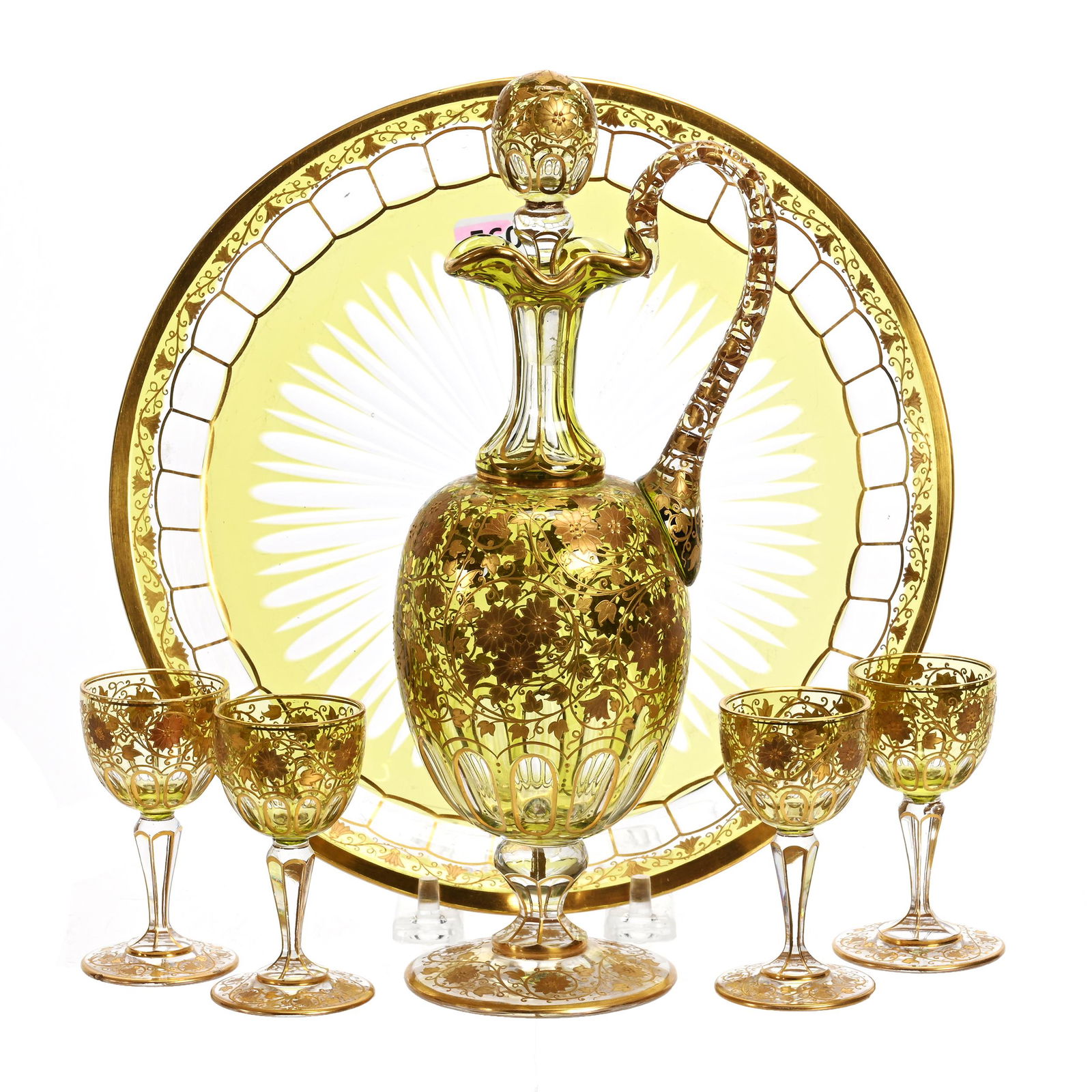 Liqueur Set, Unmarked Moser Style Art Glass (1 of 4)
