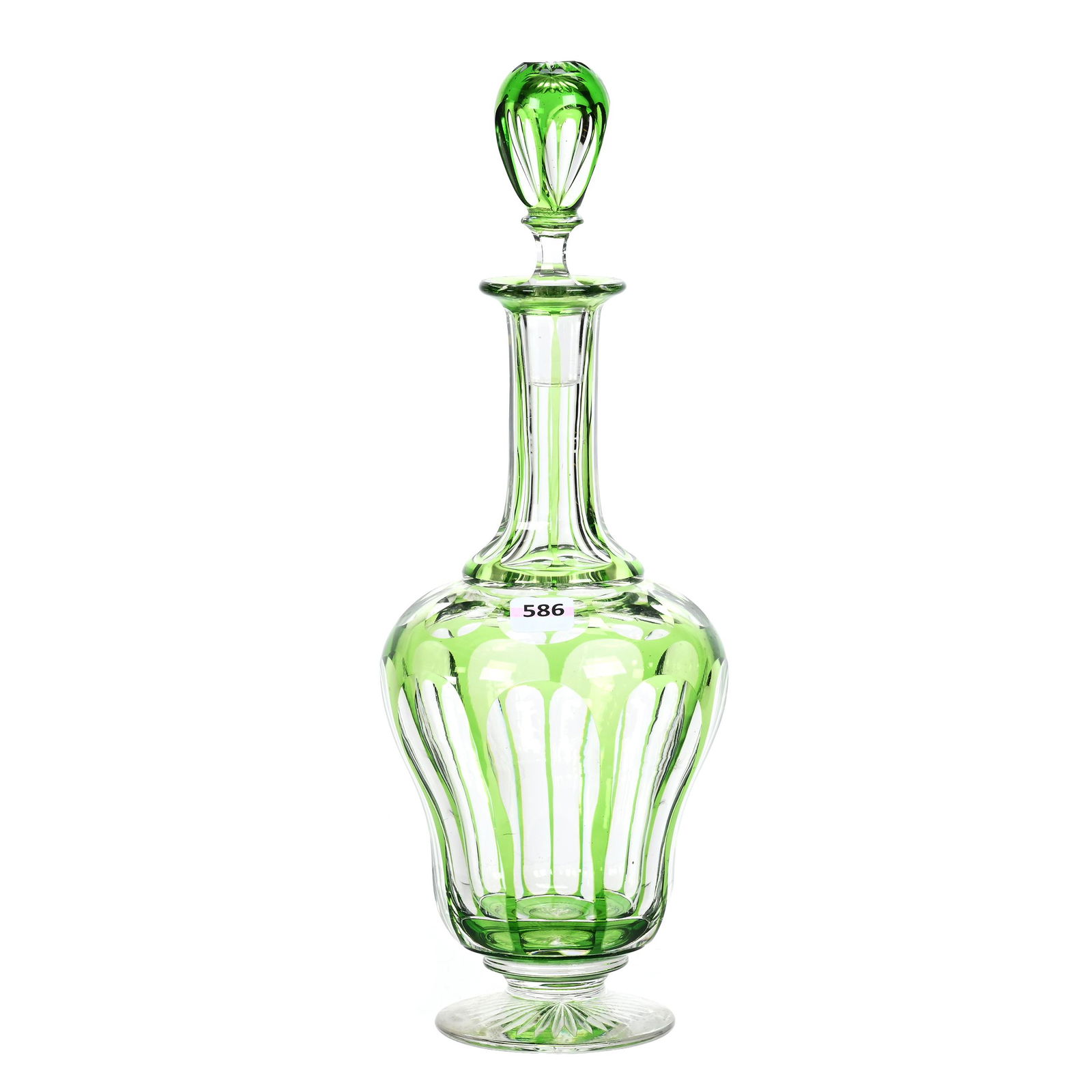 Pedestal Decanter, BPCG, Green Cut To Clear (1 of 3)