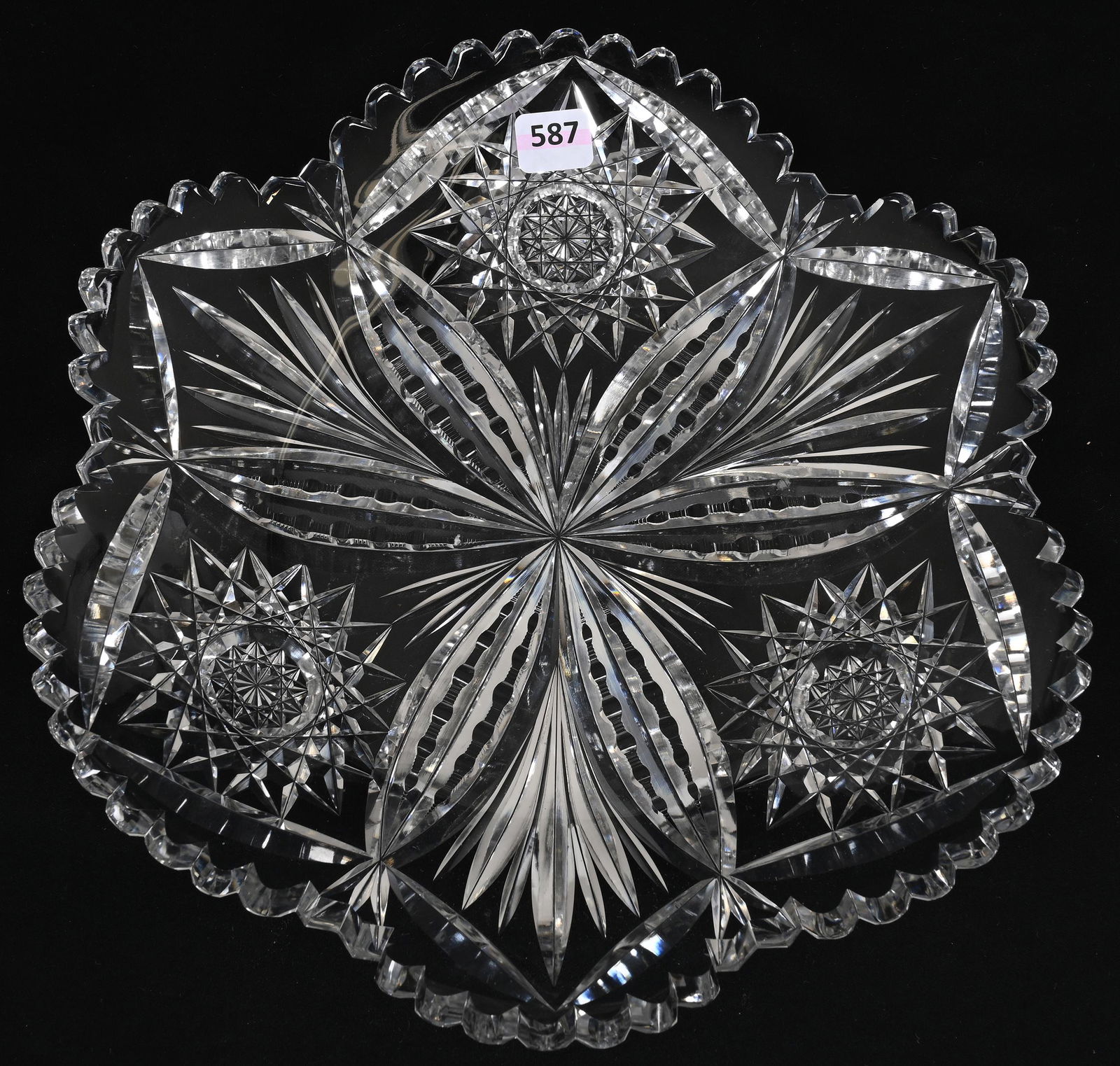 Round Tray, American Brilliant Cut Glass, Signed Libbey (1 of 2)