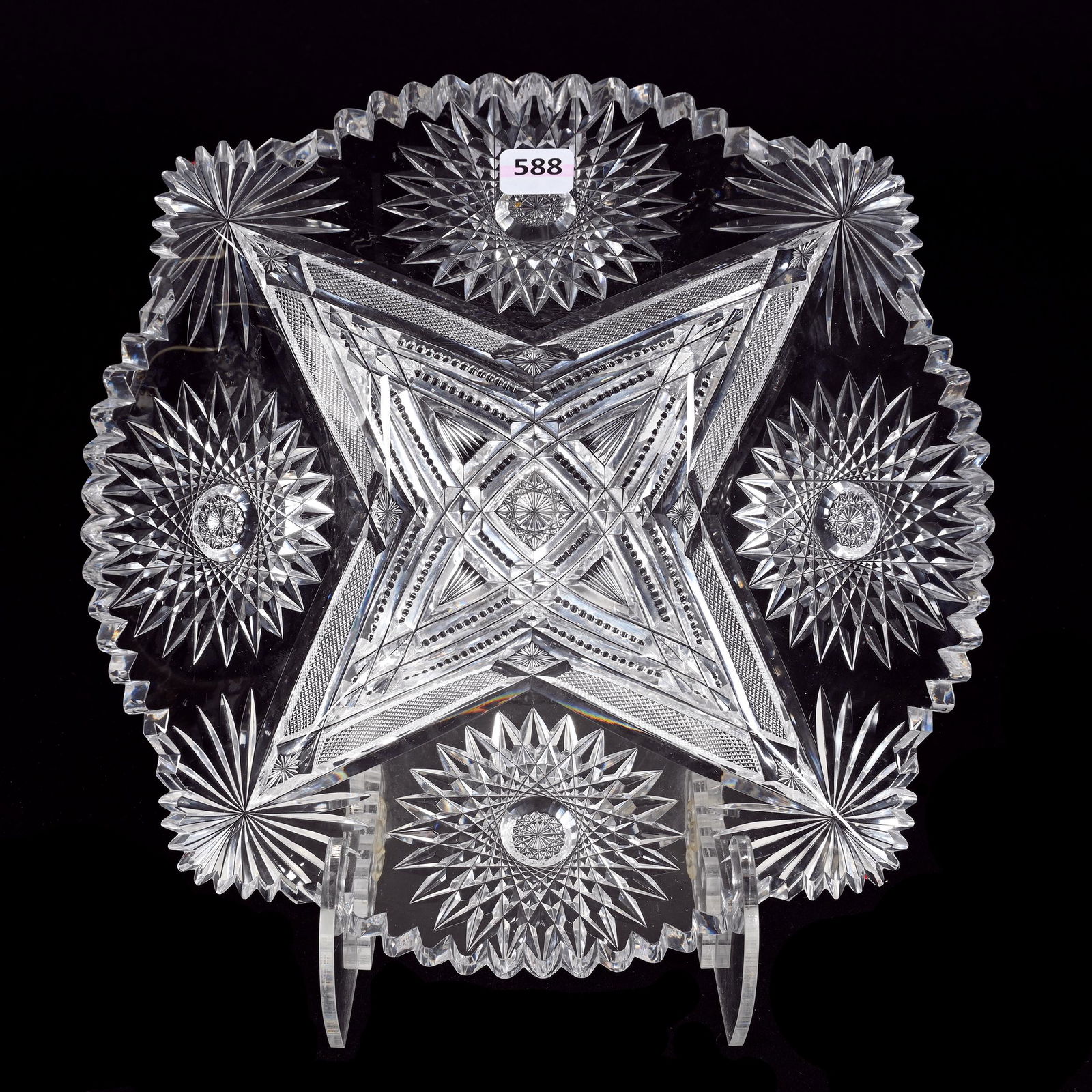 Square Bowl, American Brilliant Cut Glass (1 of 3)