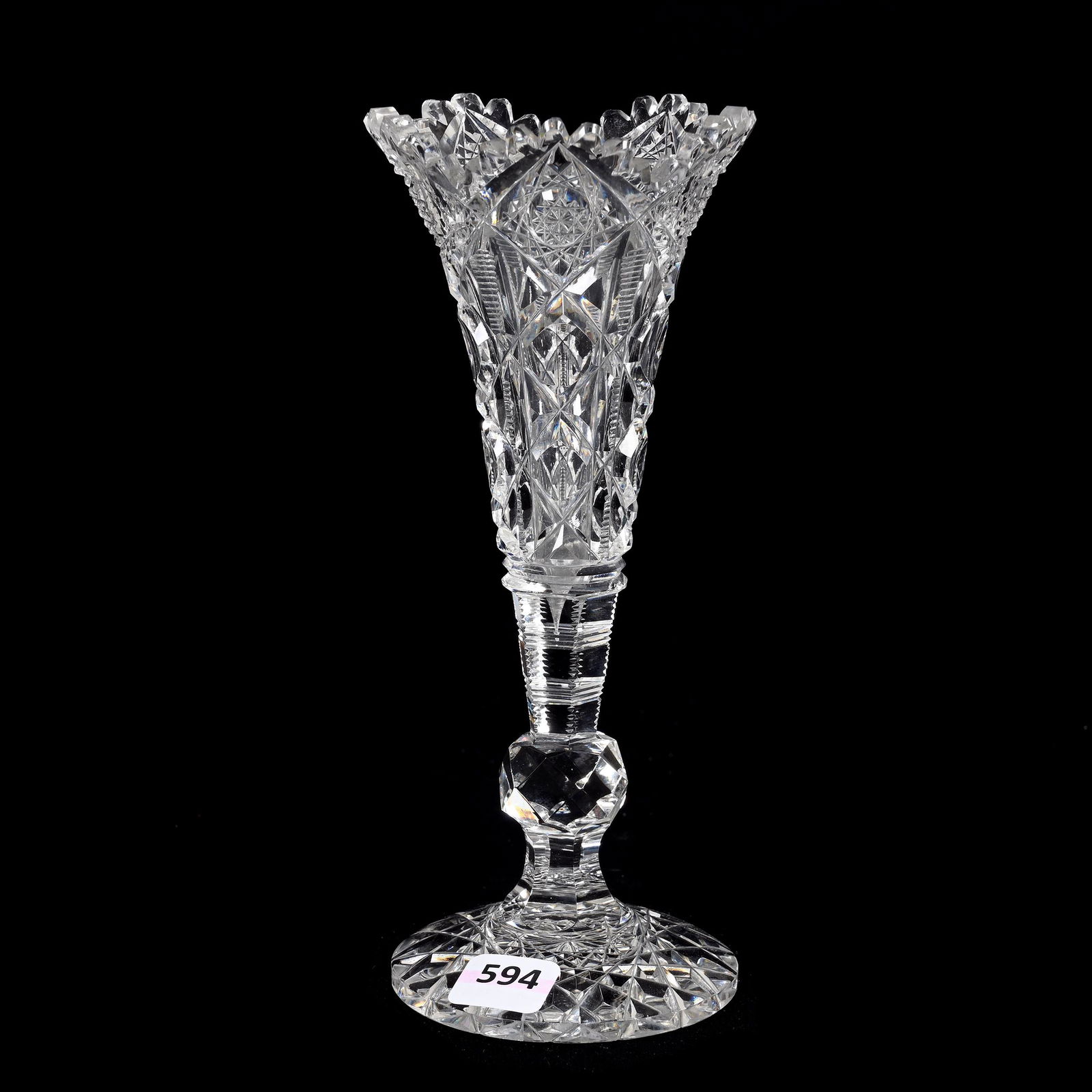 Trumpet Vase, American Brilliant Cut Glass, Navarre Pattern By Hawkes (1 of 3)
