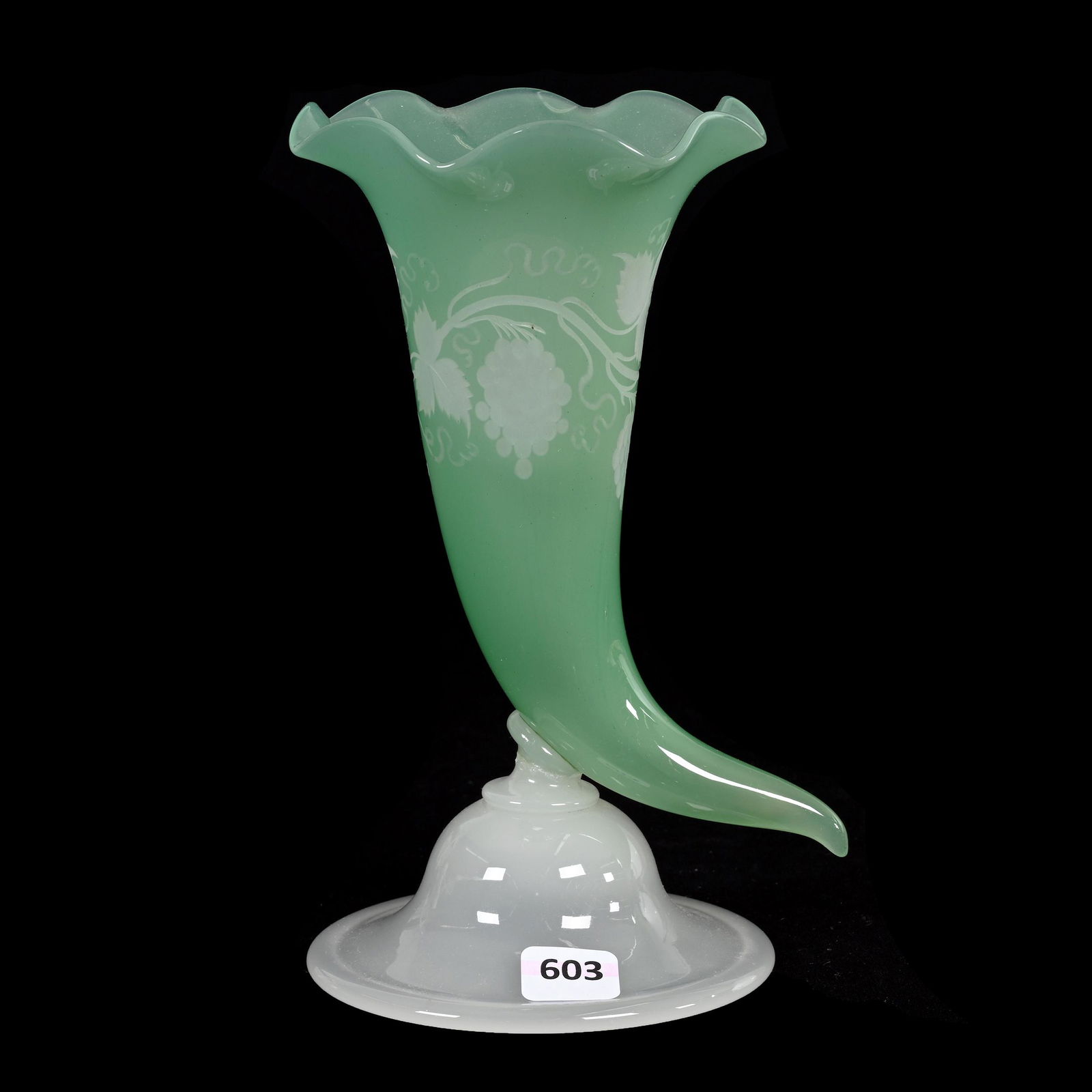 Pedestal Cornucopia Vase, Unmarked Steuben (1 of 3)