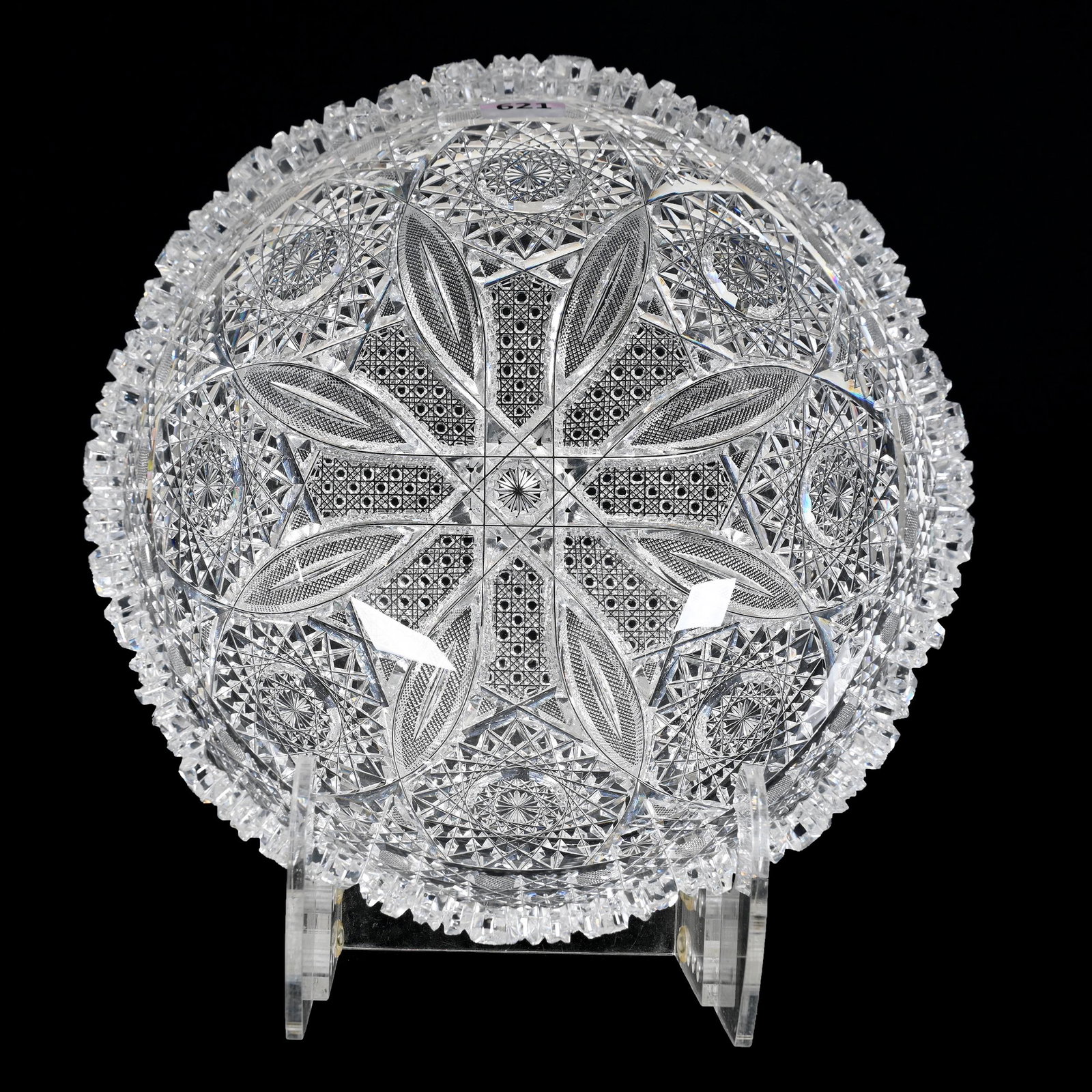 Bowl, American Brilliant Cut Glass, Propeller Pattern: Bowl, American Brilliant Cut Glass, Propeller Pattern, 4.25" x 9", Marshall Fields And Company, Well Cut, Estate Of Dr. Barry and Dee Free.