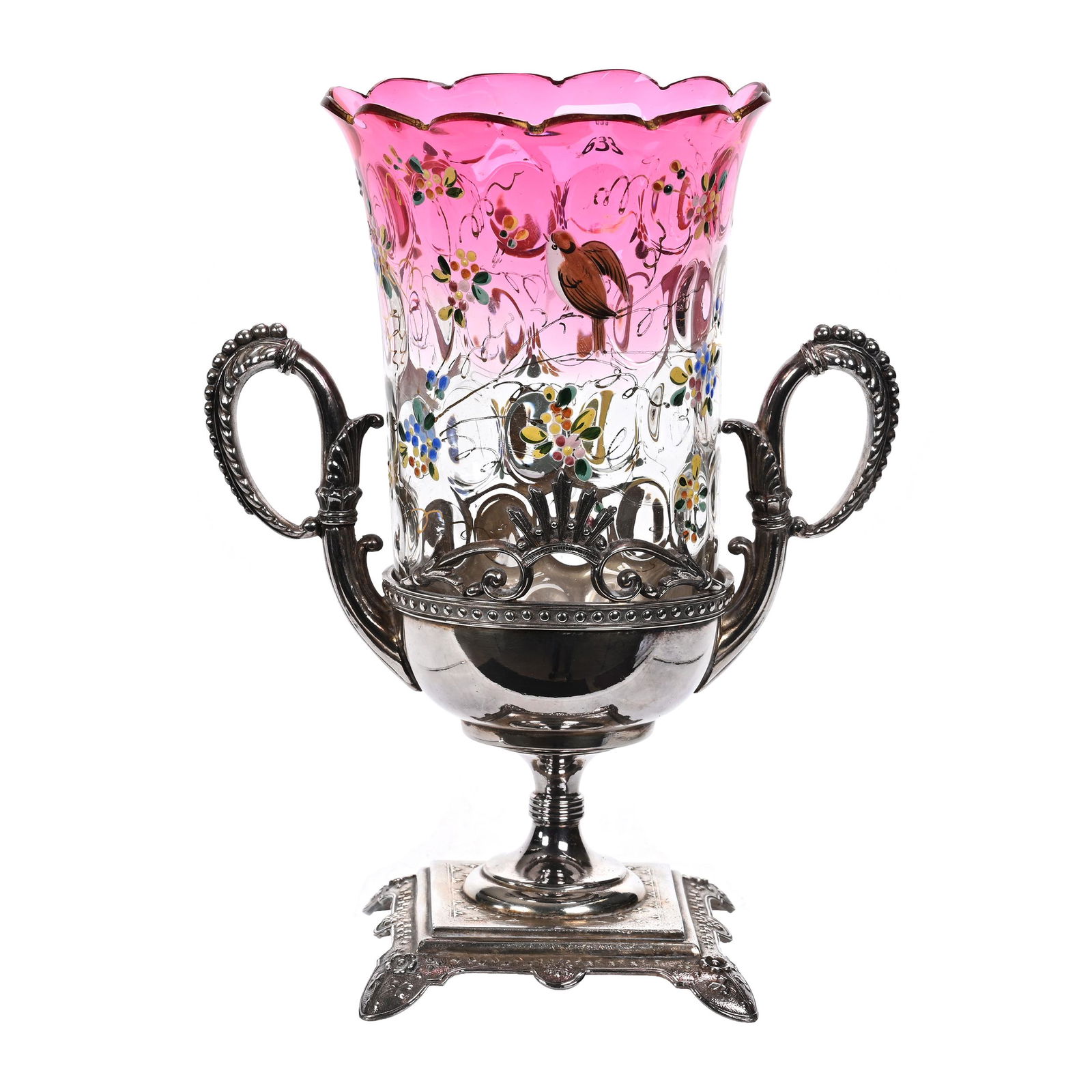 Victorian Celery Vase, Rubina Art Glass Insert (1 of 3)