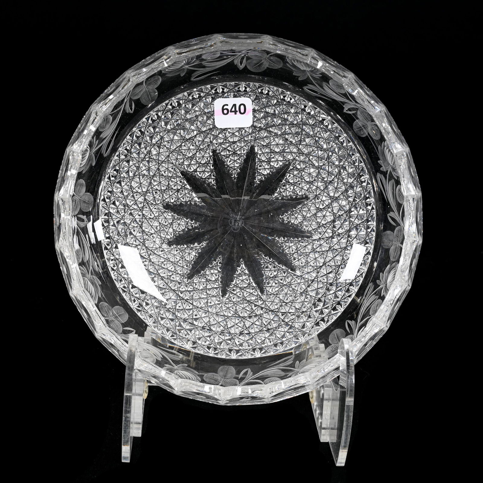 Bowl, Rolled Rim, American Brilliant Cut Glass, Signed Hawkes (1 of 3)