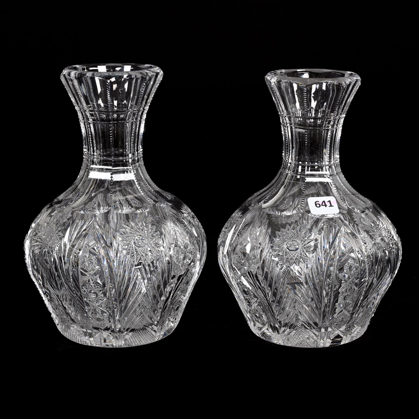 Pair Water Carafes, American Brilliant Cut Glass (1 of 3)
