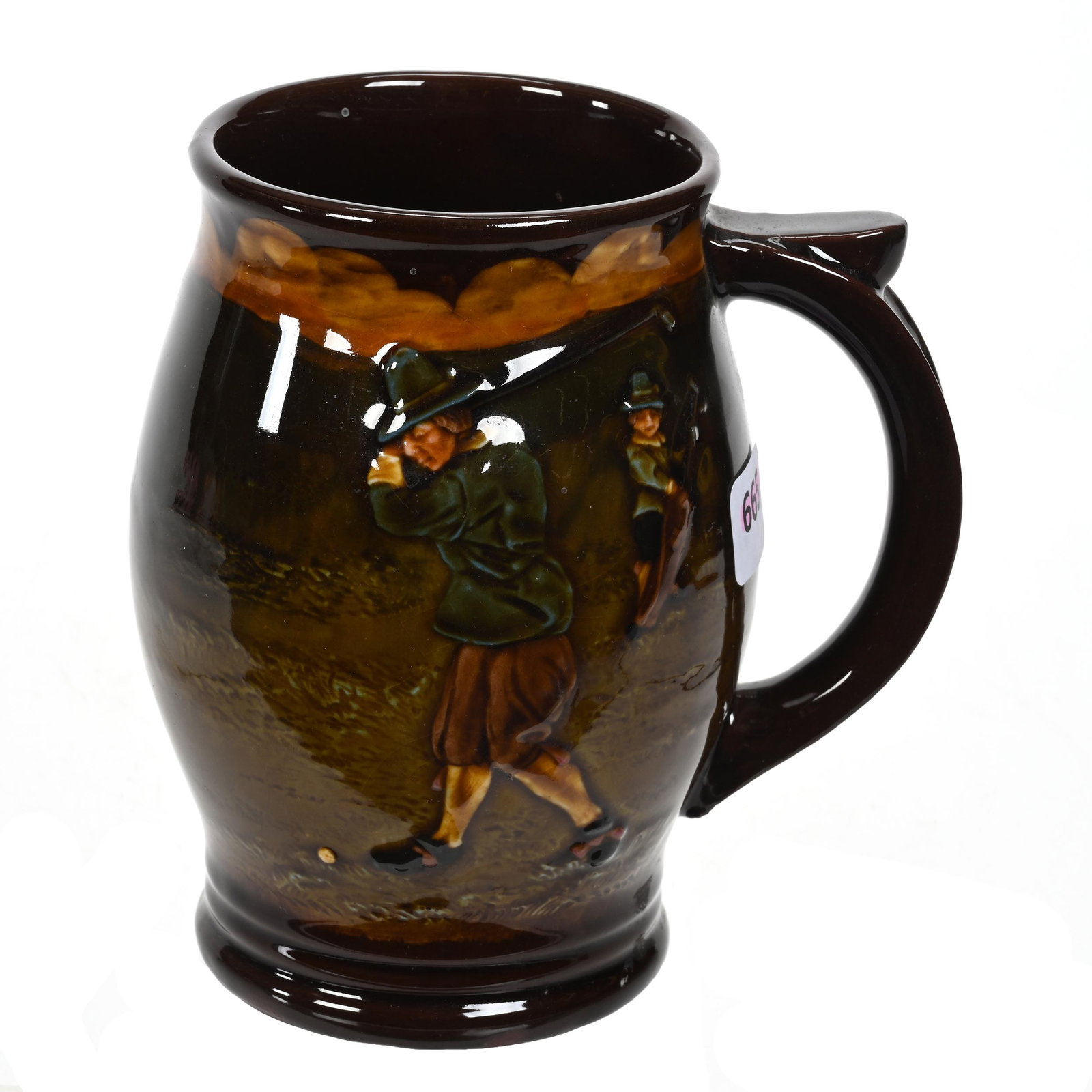 Mug Marked Royal Doulton: Mug Marked Royal Doulton, 5.5" x 5", Brown Tones, Rare Golf Scenic Decor, Estate Of Dr. Barry and Dee Free.