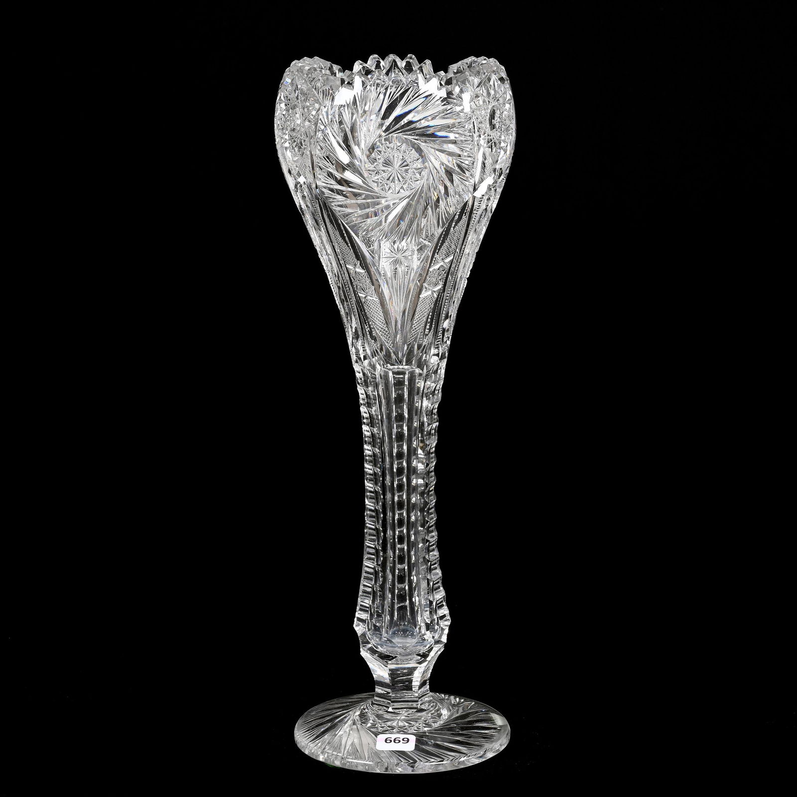 Pedestal Vase, Tulip Shape, American Brilliant Cut Glass (1 of 3)