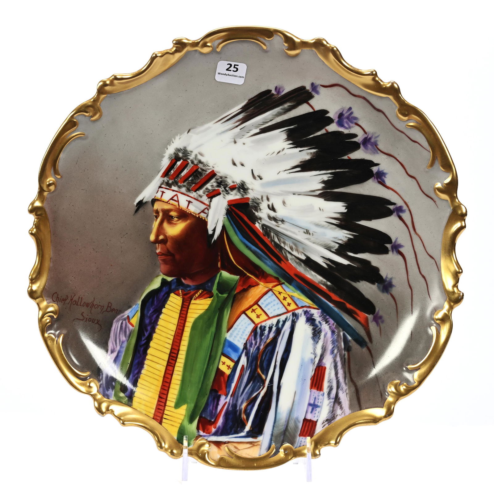 Charger Marked L.S.&S. Limoges, Indian Chief (1 of 4)