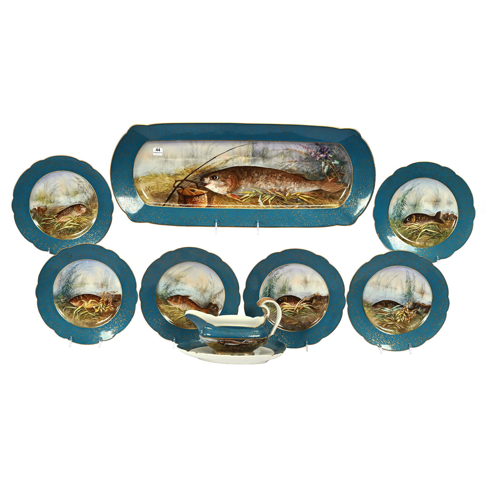 Fish Set Marked D&C Limoges, Ten Piece Set (1 of 4)