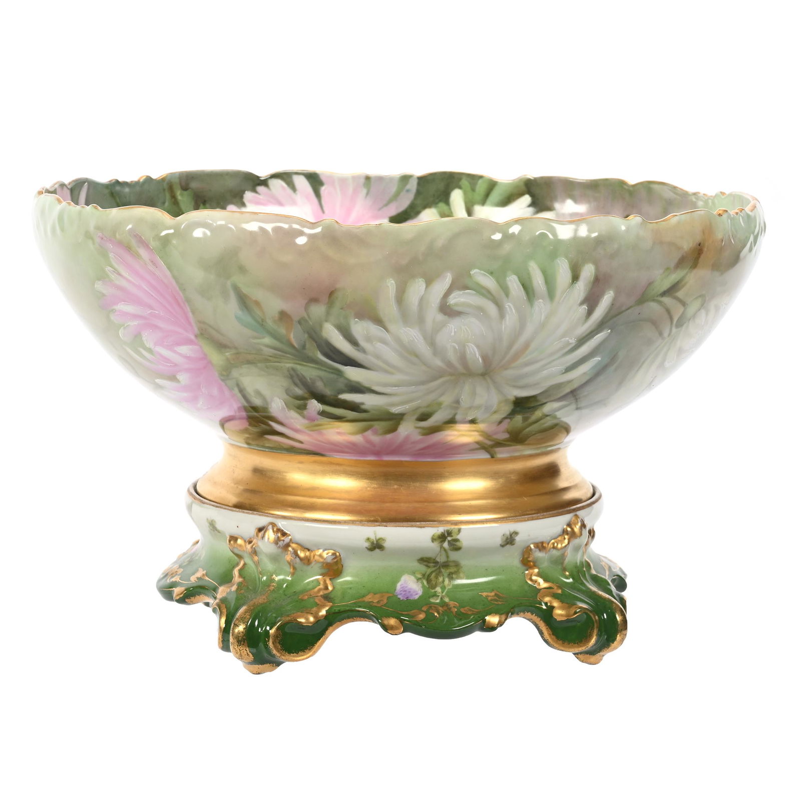 Pedestal Punch Bowl T&V Limoges, Two Part (1 of 3)