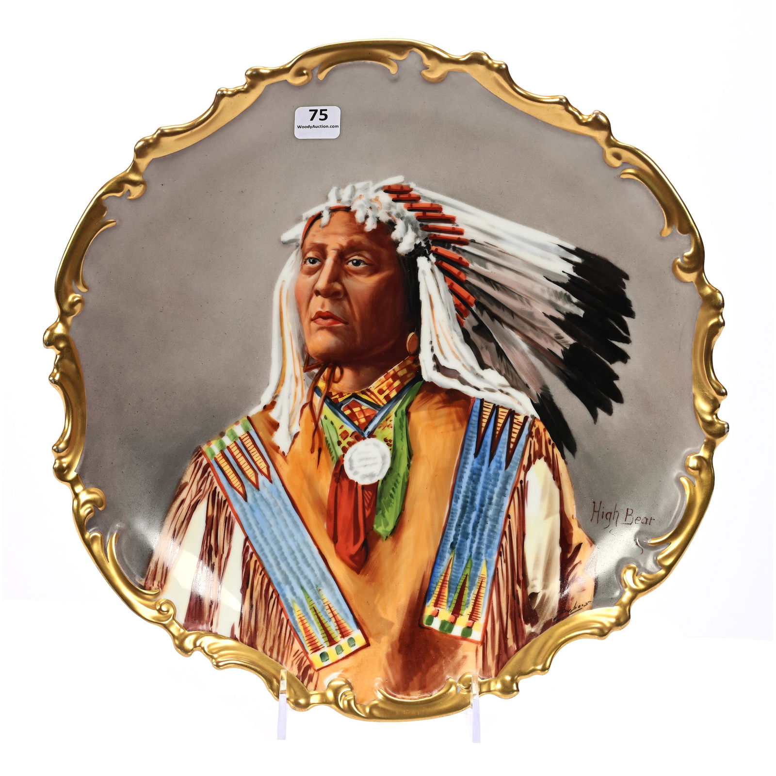 Charger Marked L.S.&S. Limoges, Indian Chief (1 of 3)