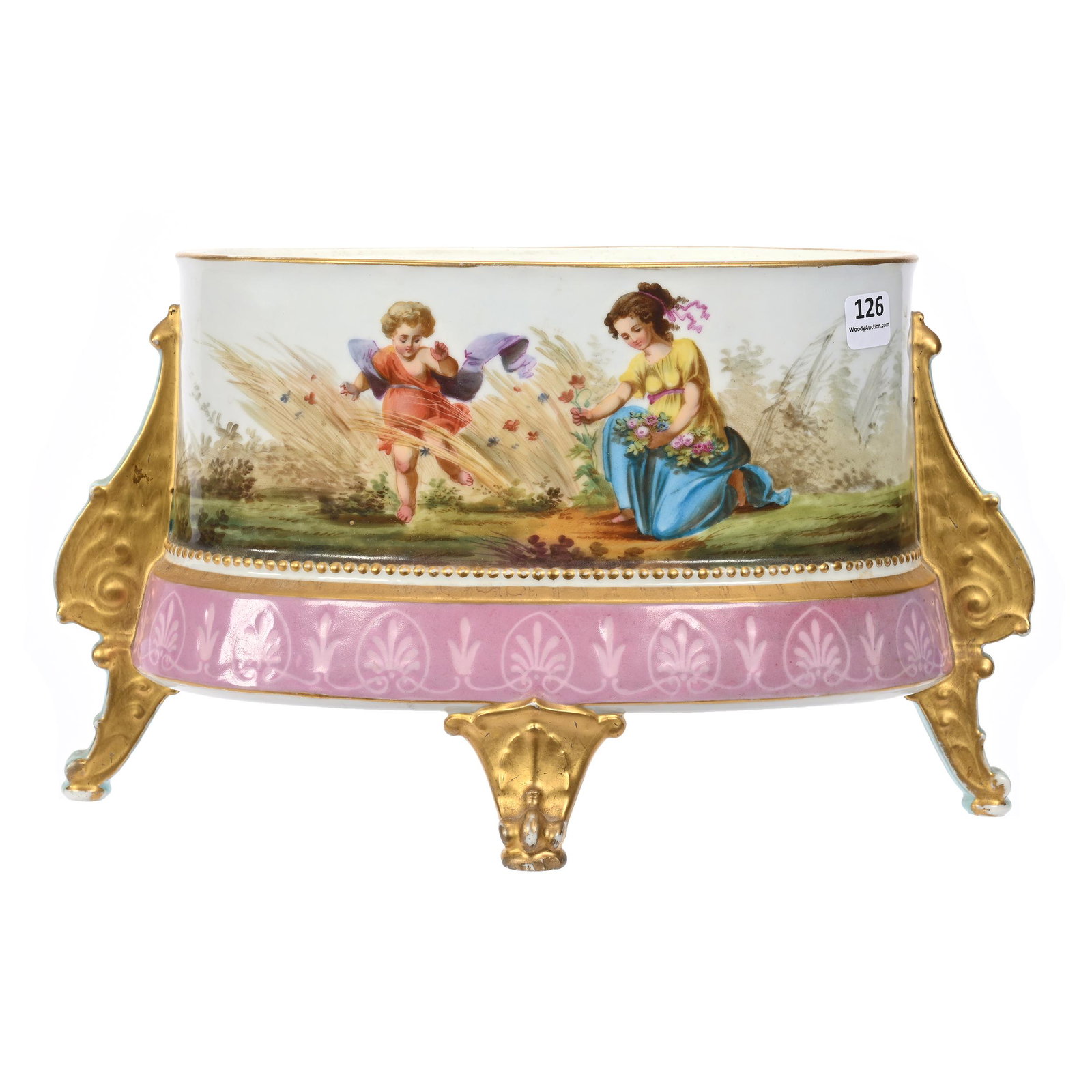 Oval Footed Planter, Unmarked Old Paris (1 of 4)