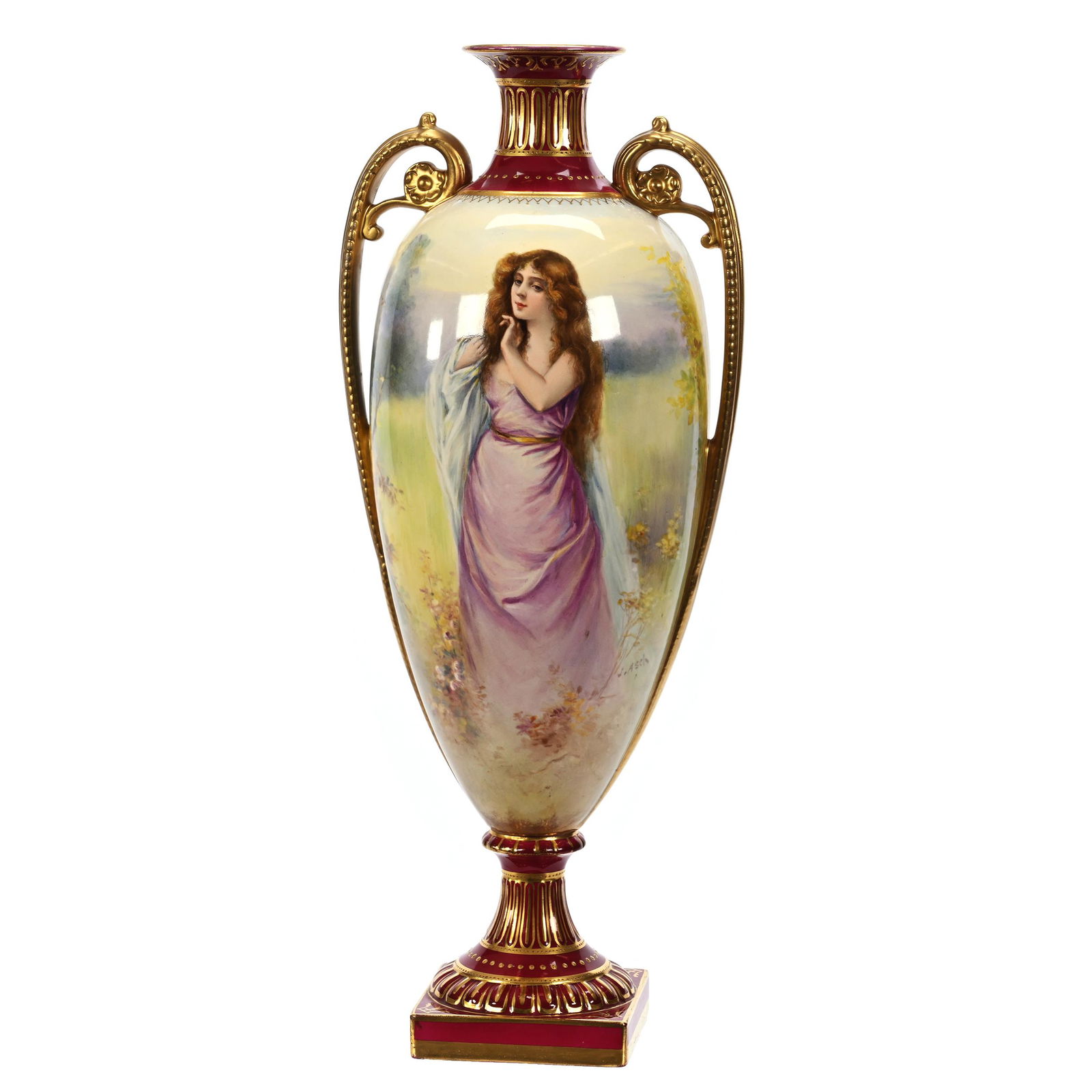 Pedestal Vase Marked Royal Bonn, Two Handles (1 of 4)