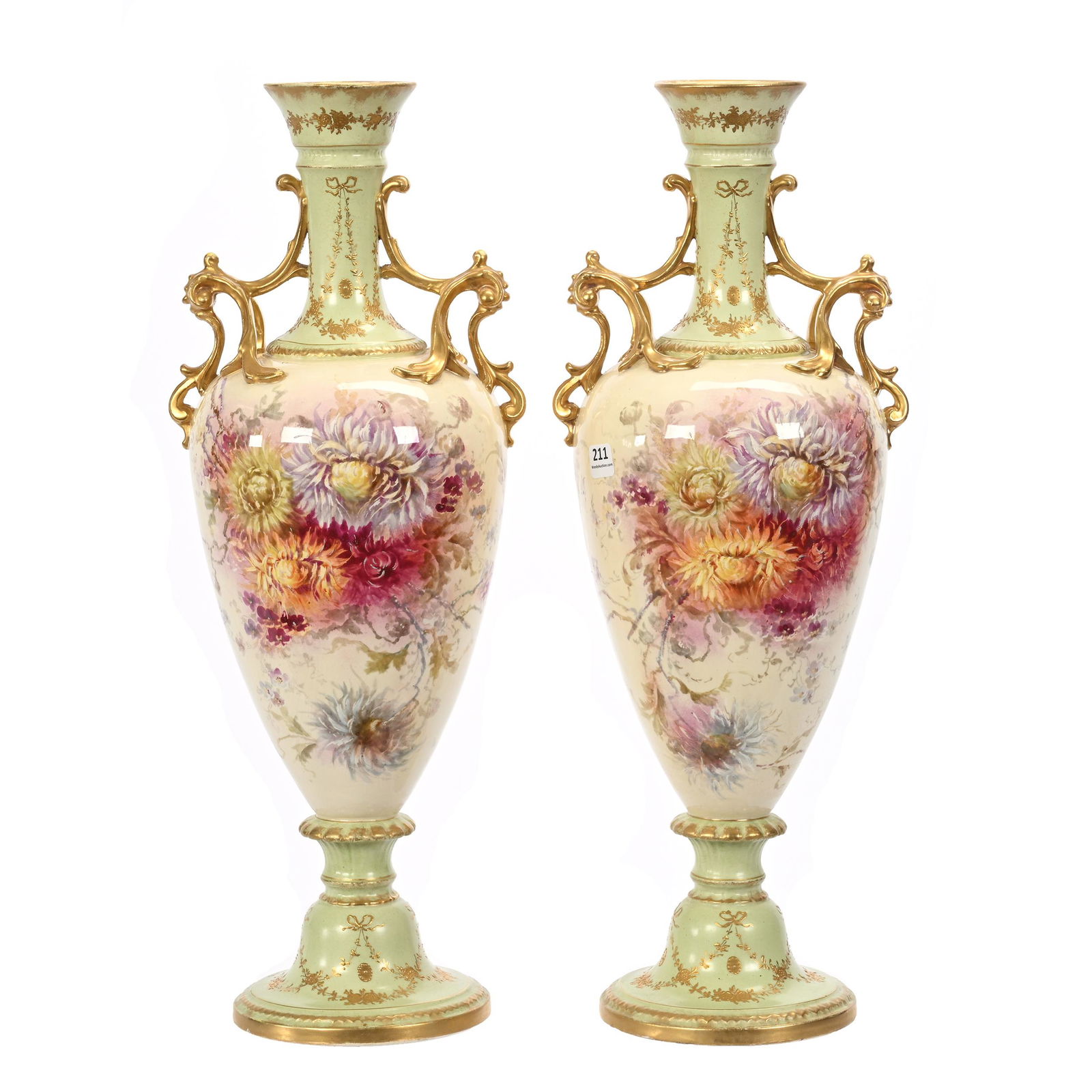 Pair Pedestal Vases Marked Royal Bonn (1 of 3)