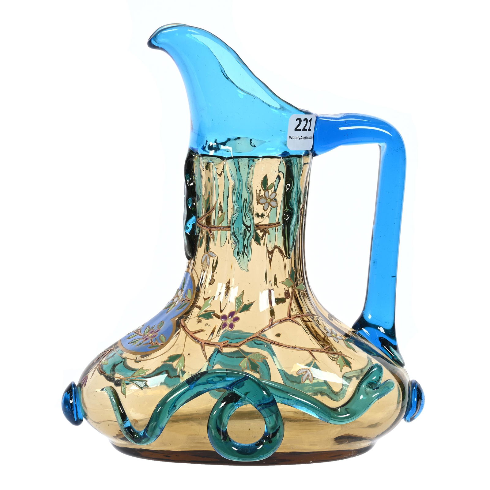 Pitcher, Unmarked Bohemian Art Glass (1 of 5)