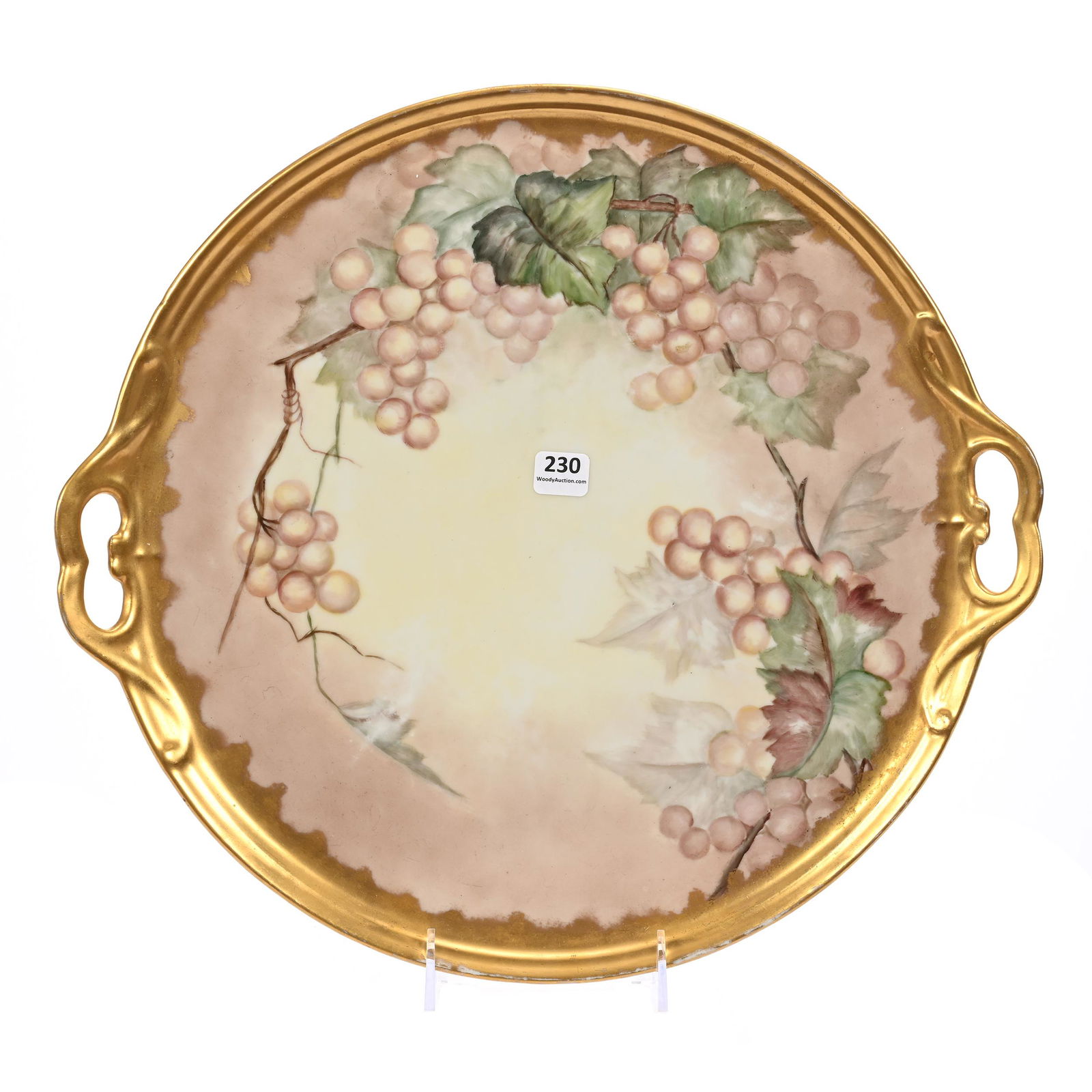 Round Tray, Two Handles, Unmarked Limoges (1 of 3)