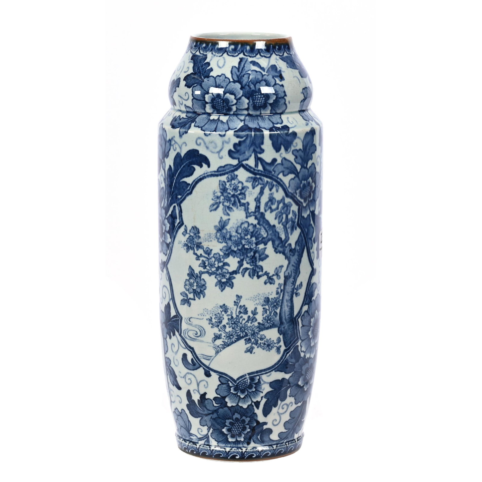 Vase Marked Royal Bonn: Vase Marked Royal Bonn, 10" x 4", Blue And White Oriental Design Titled "Tokio", Elfriede & Martin Miller Estate, North Dakota.
