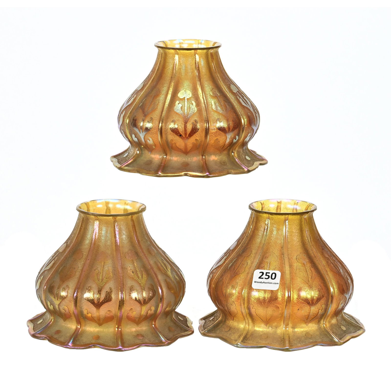 (3) Light Shades, Unmarked Steuben Art Glass (1 of 4)