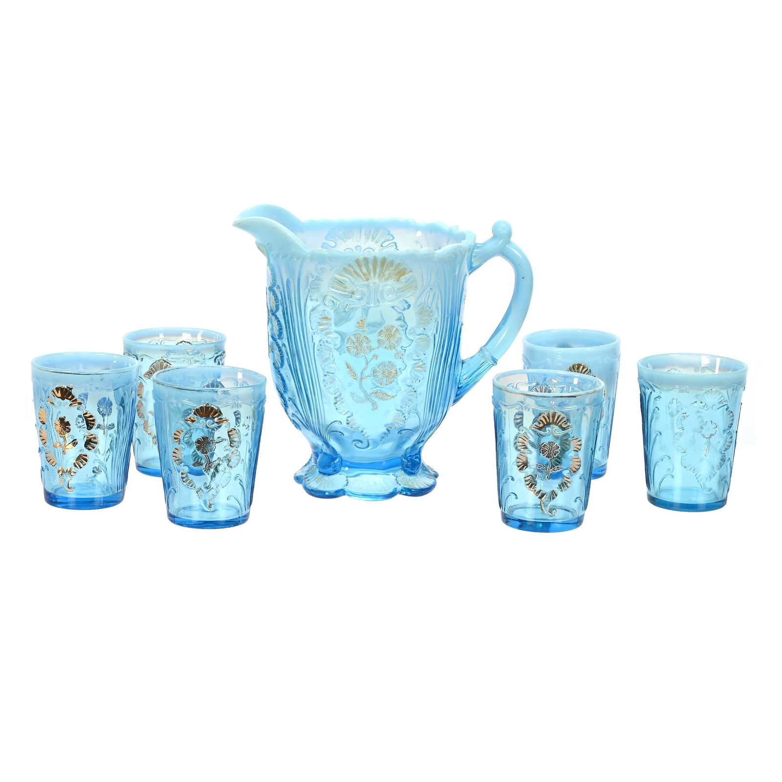 Water Set, Blue Opalescent Everglades Pattern (1 of 3)
