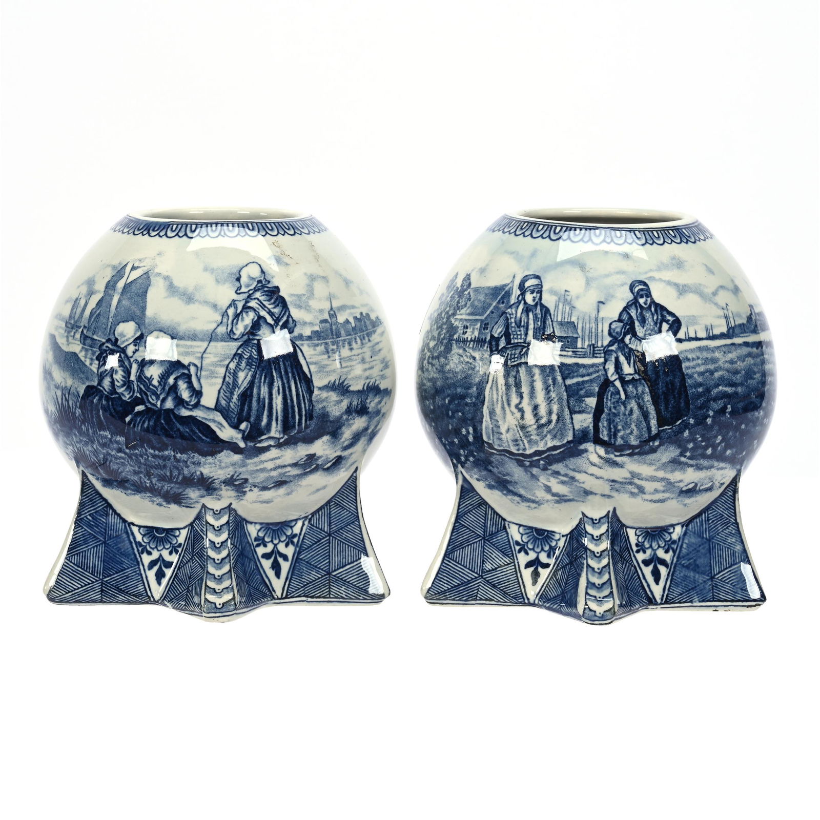 Pair Vases Marked Royal Bonn Delft (1 of 3)