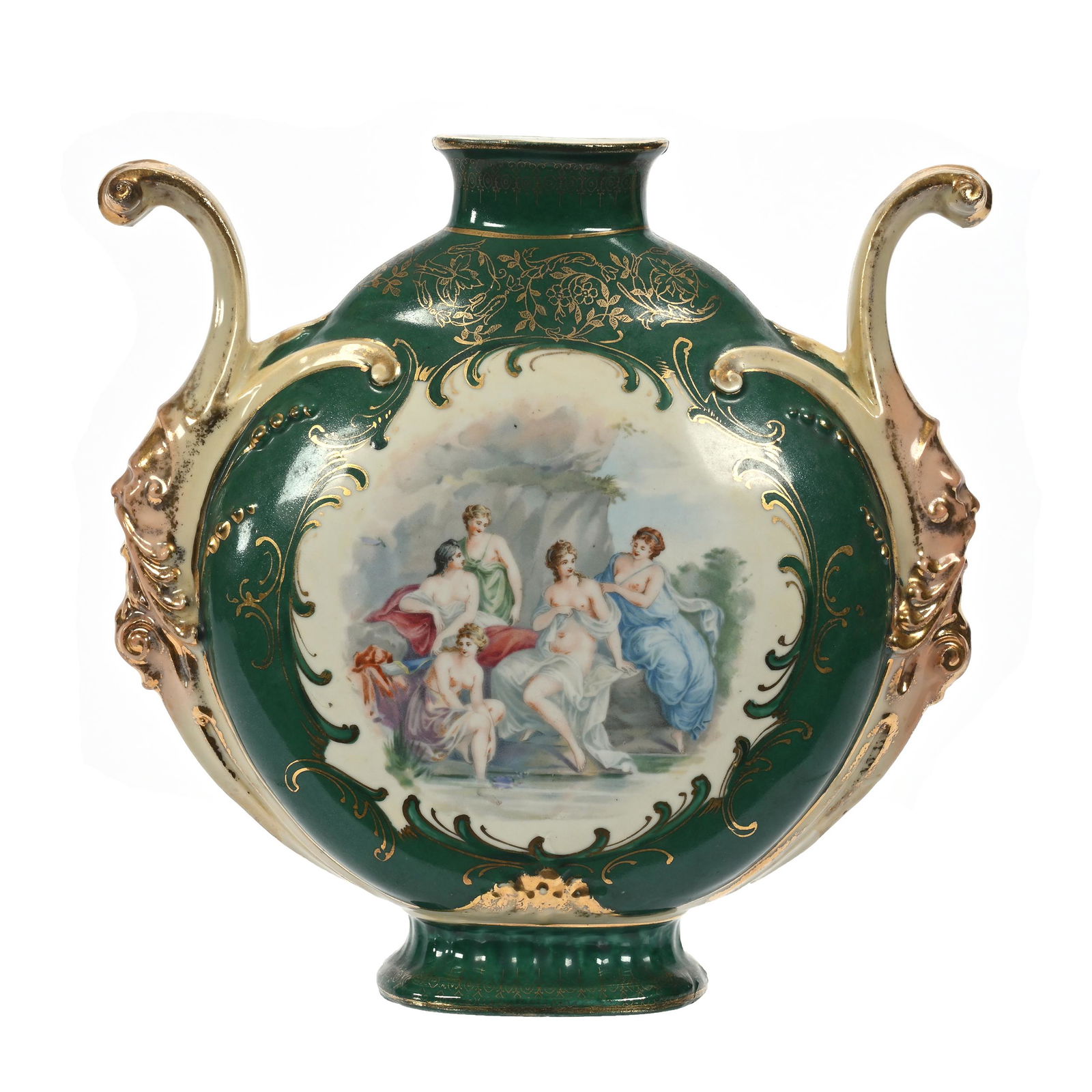 Vase, Flask Shape, Marked Royal Saxe (1 of 3)